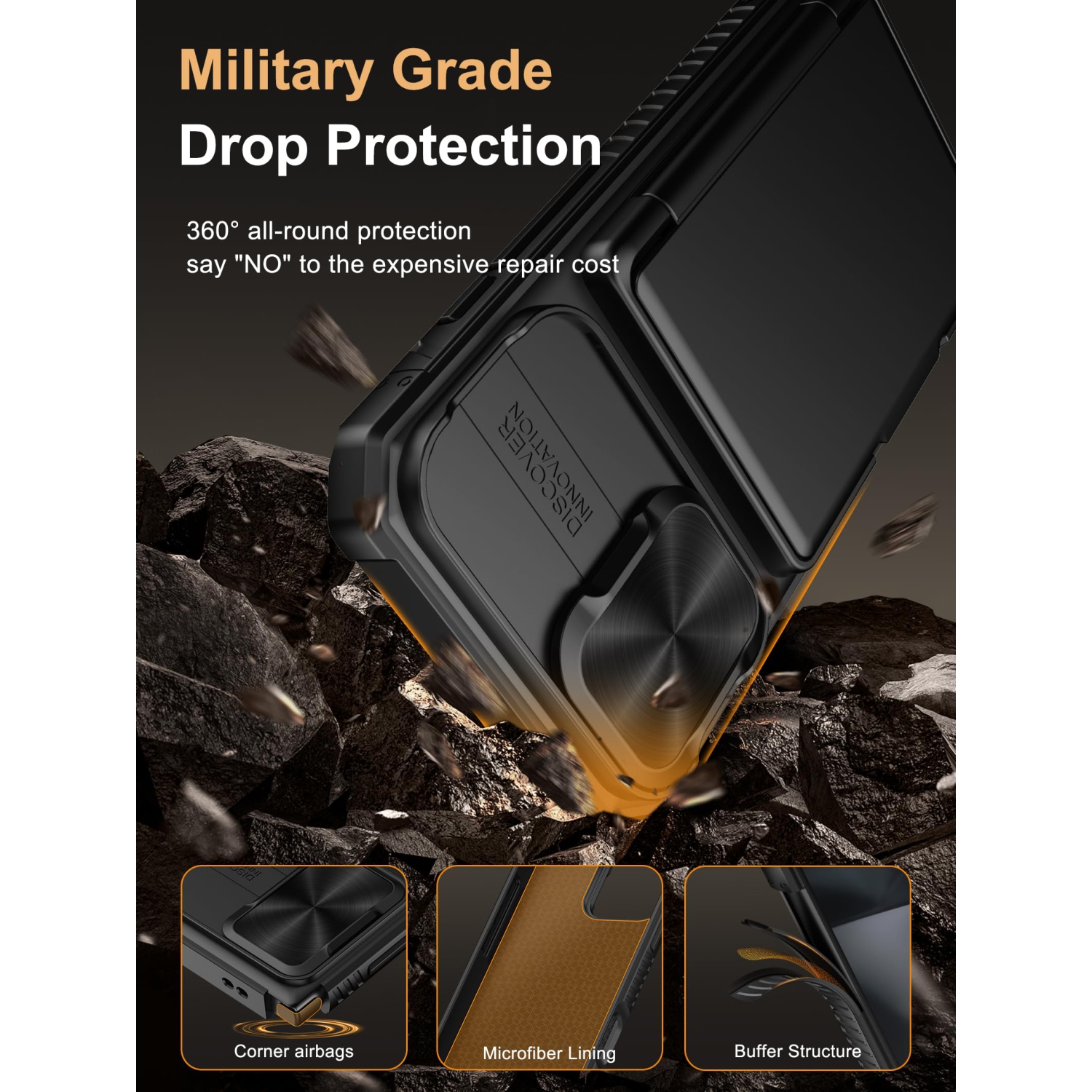 iPhone 16 Case Wallet with Card Holder RFID Blocking & Slide Camera Cover, Military Grade Drop Protection, Rugged Hard Back & Silicone Edge Phone