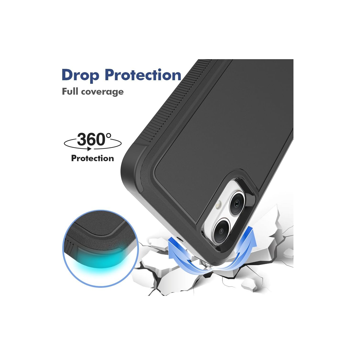 [CS] Étui rigide double couche robuste en caoutchouc avec pare-chocs pour Samsung Galaxy A06, sarcelle