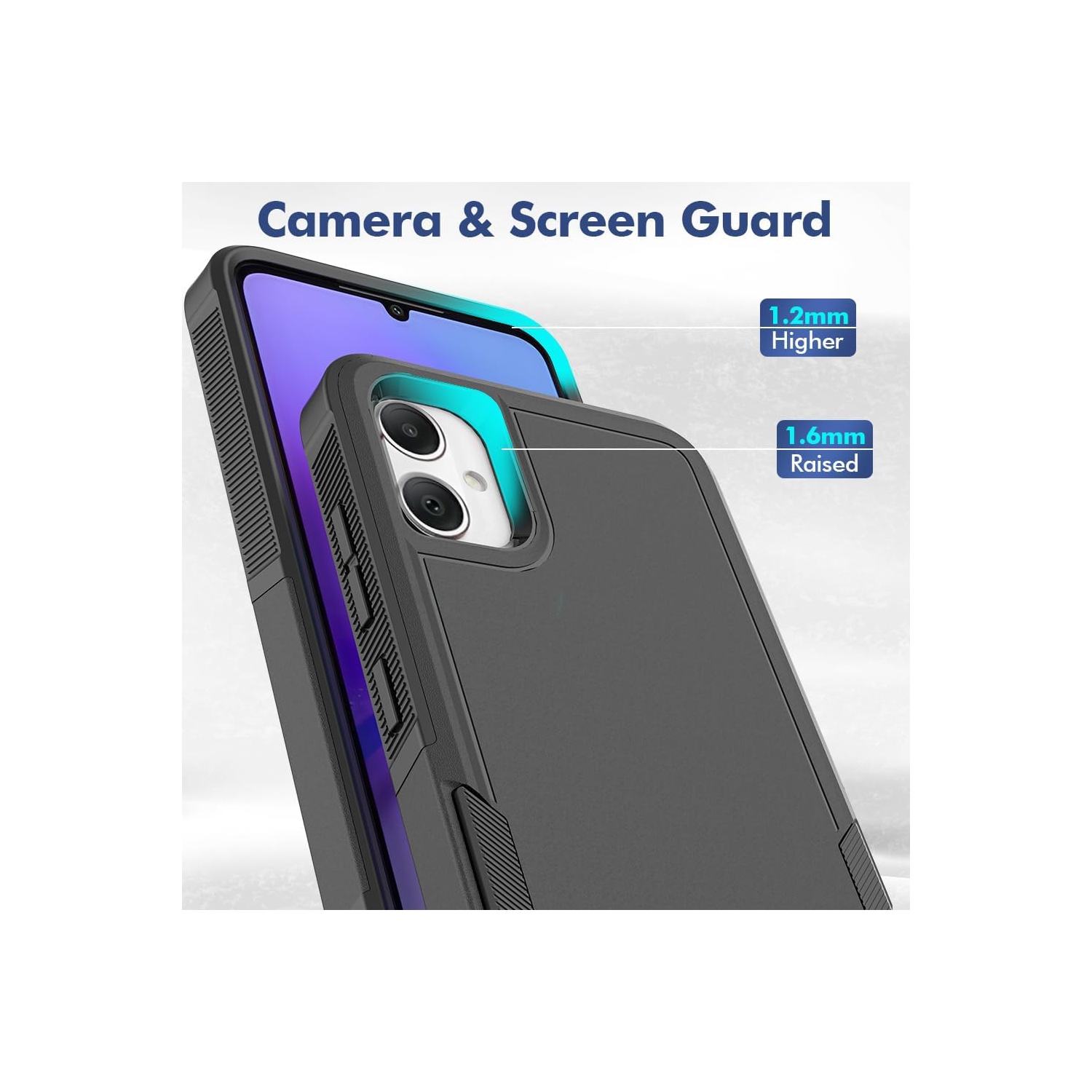 [CS] Dual Layers Heavy Duty Rubber Armor Bumper Hard Case Cover for Samsung Galaxy A06, Midnight Green