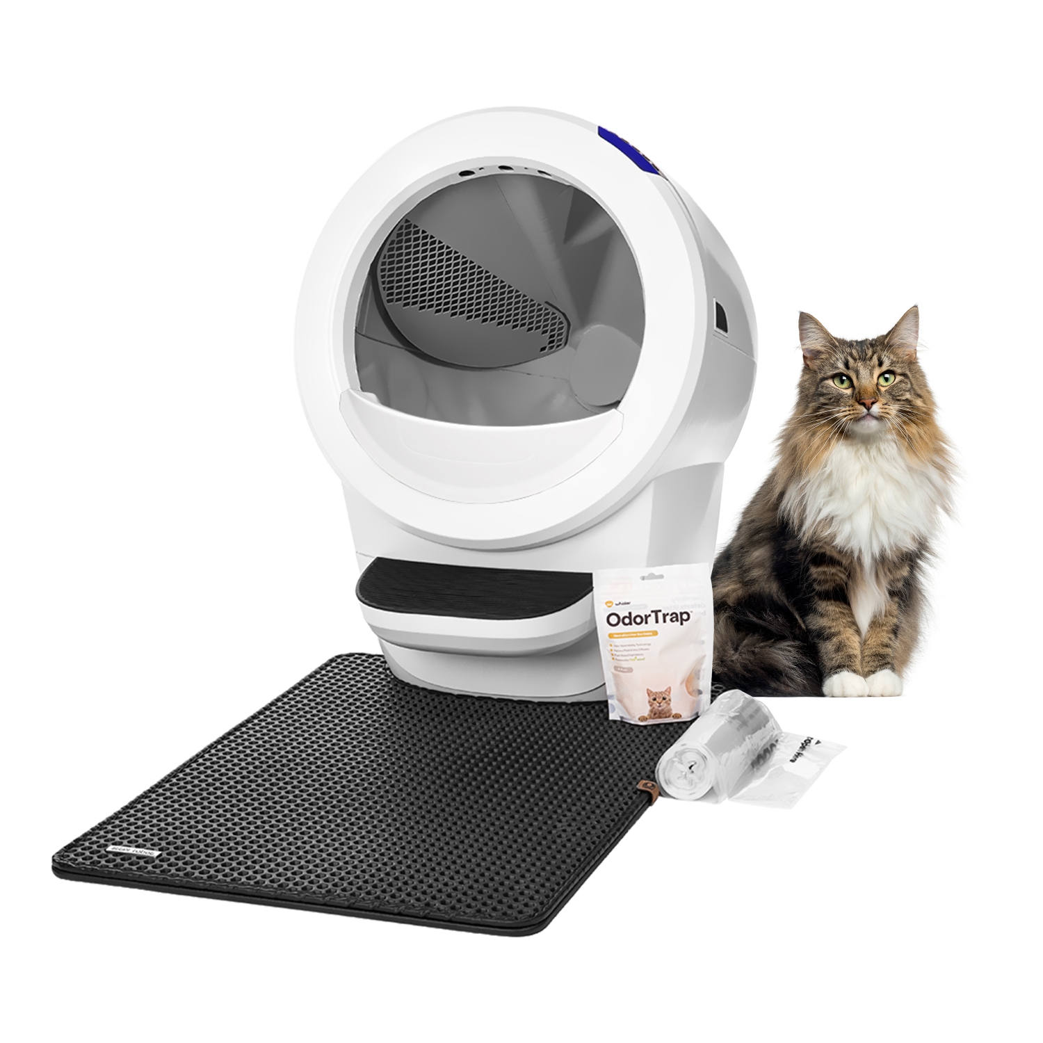 Ensemble pour débutants Litter-Robot 4 de Whisker, blanc - Boîte à litière automatique autonettoyante, comprend 1 an d'abonnement à WhiskerCare