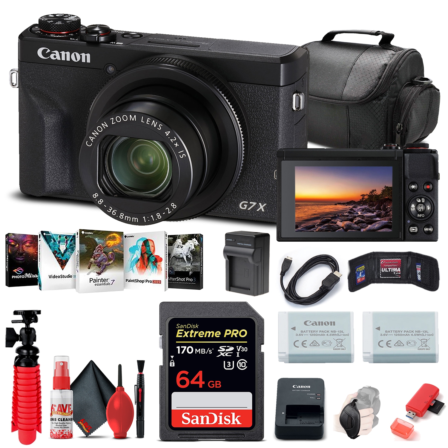 Canon PowerShot G7 X Mark III Digital Camera (3637C001) + 64GB Card + More