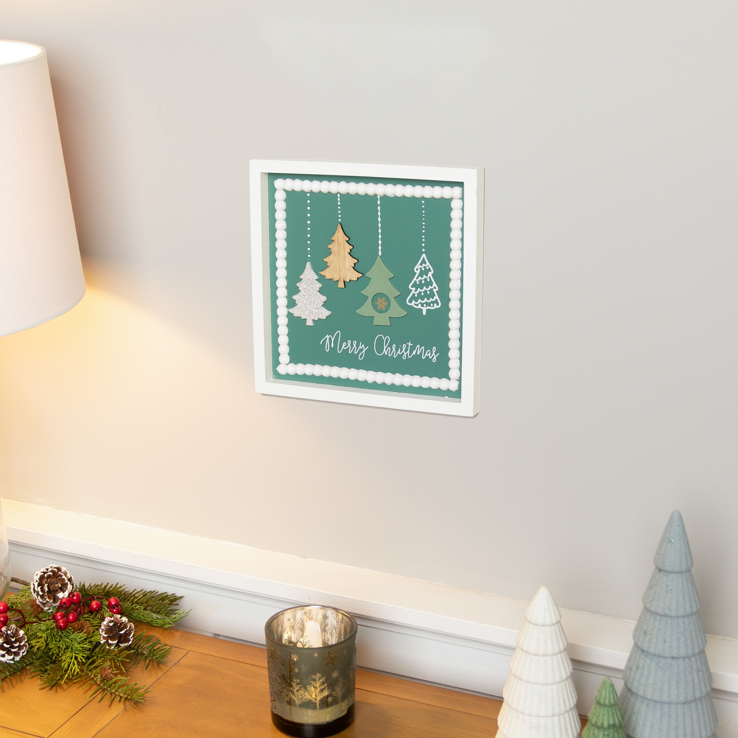 Art mural encadré «&nbsp;Merry Christmas Trees&nbsp;» - 9,5 x 9,5&nbsp;po