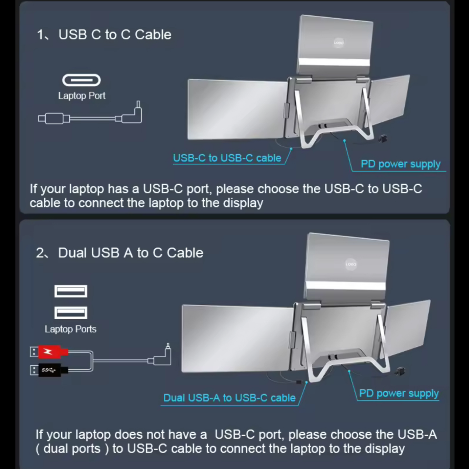 TUTT 14” Quad Screen Extender | Single Cable Setup | 16:10 IPS | Stand-Alone Portable Monitor For Laptop Mac & Windows S780