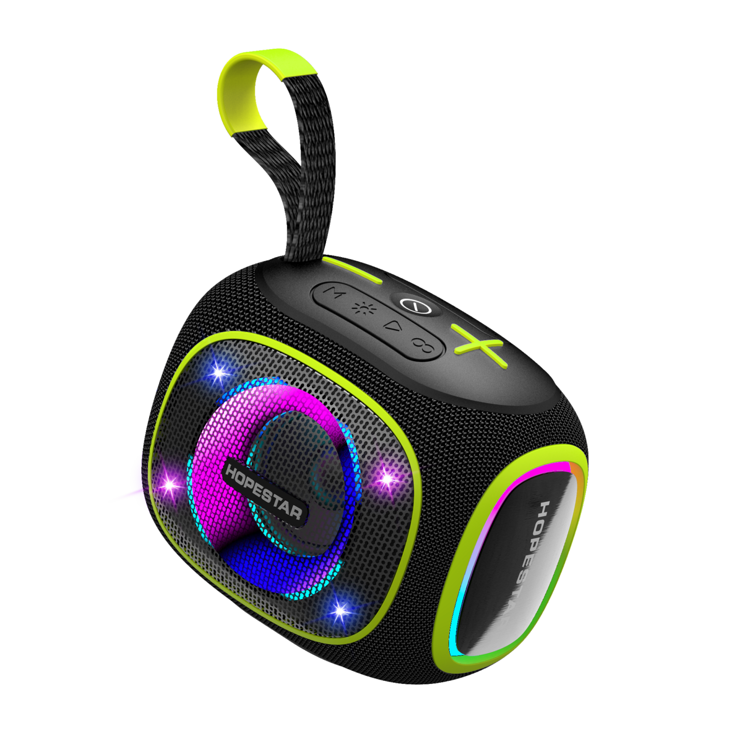 Prtable Wireless 10W Waterproof Party Bluetooth Speaker with RGB Lights, 2400mAh, Black