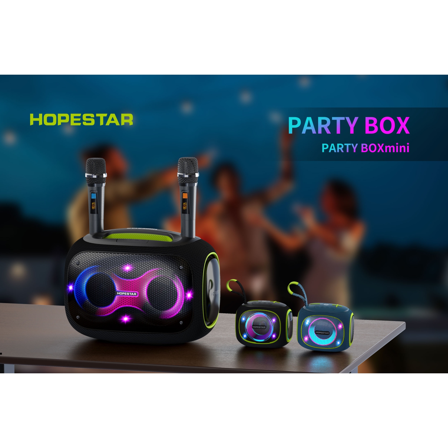 Prtable Wireless 10W Waterproof Party Bluetooth Speaker with RGB Lights, 2400mAh, Black