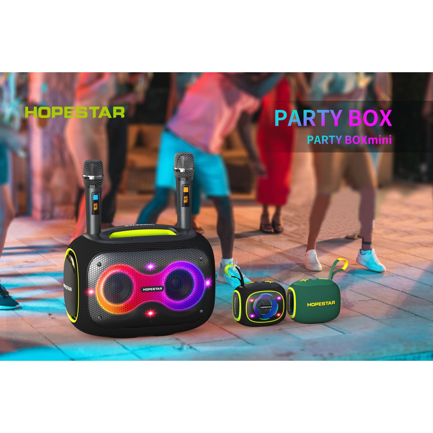 Prtable Wireless 10W Waterproof Party Bluetooth Speaker with RGB Lights, 2400mAh, Black