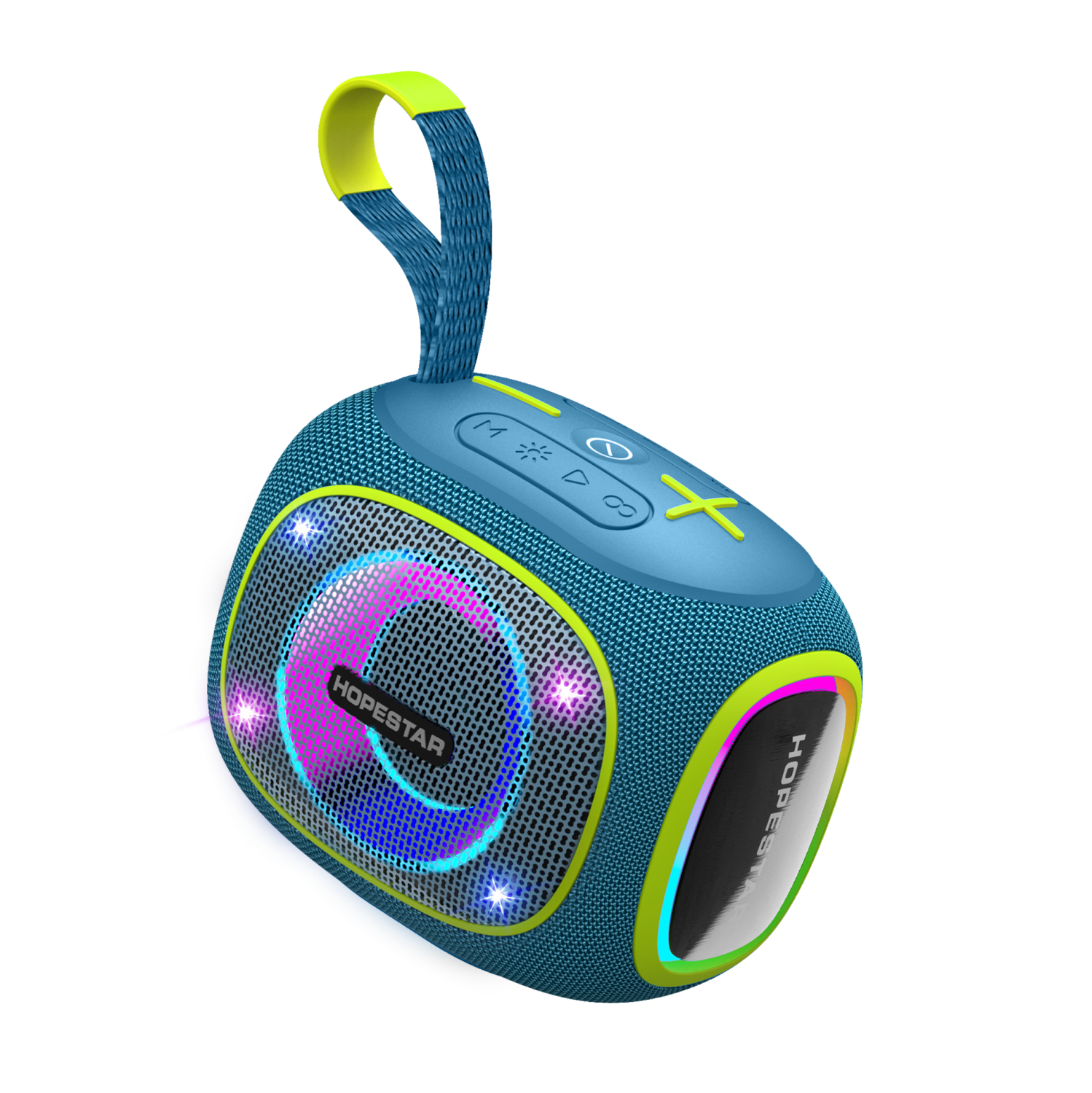 Prtable Wireless 10W Waterproof Party Bluetooth Speaker with RGB Lights, 2400mAh, Blue