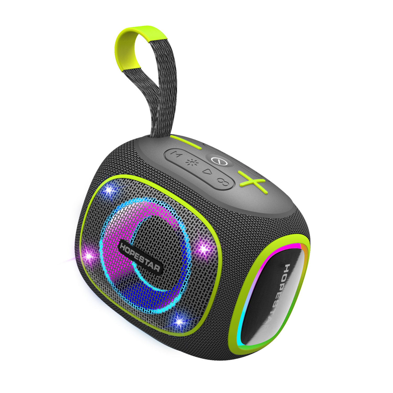 Portable 10W Waterproof Bluetooth Speaker with RGB Lights, 2400mAh - Gray