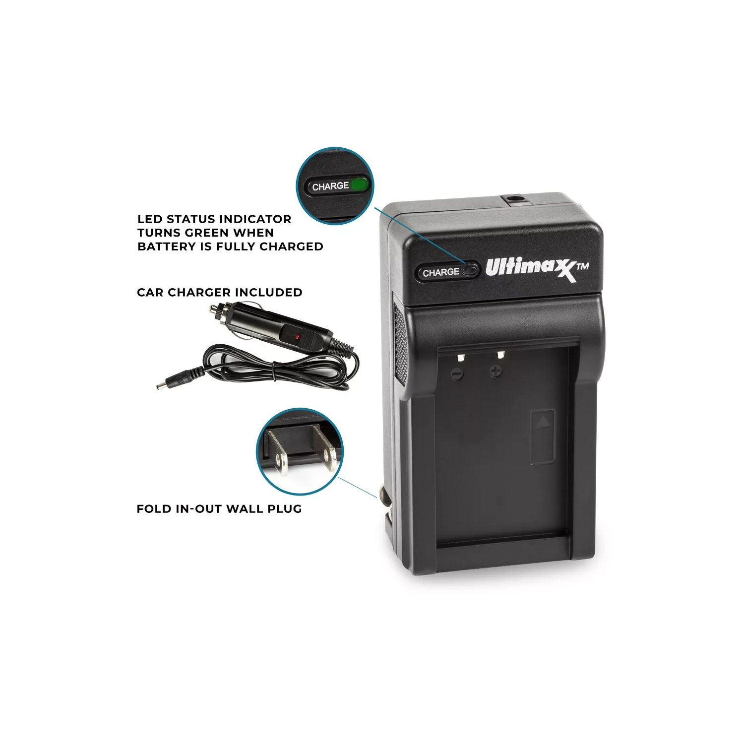 ULTIMAXX AC/DC Rapid Home & Travel Charger for NP-BX1 with Sony Cyber-Shot M8