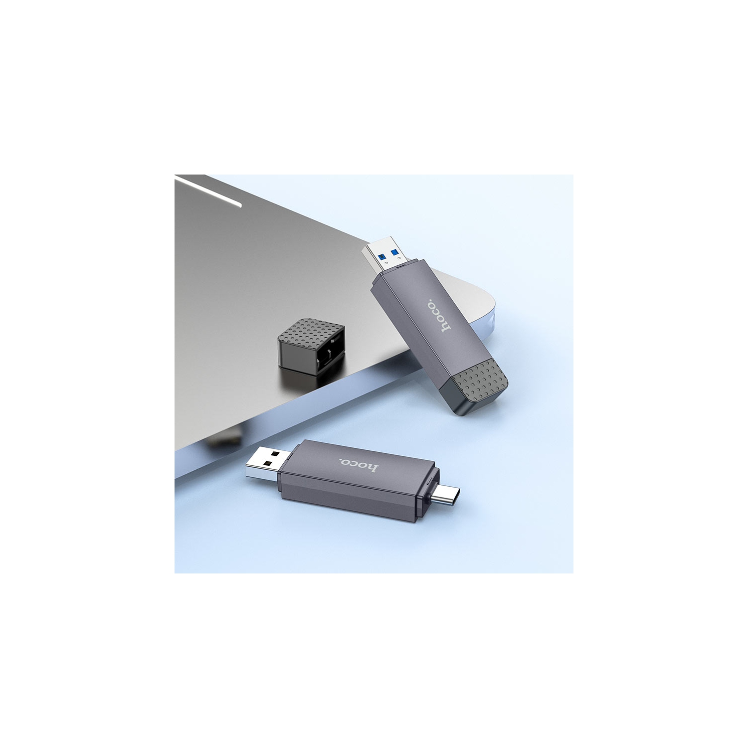 Hoco – Lecteur de cartes USB et de type C 2,0 Spirit 3-en-1 USB-A + Type-C 2,0