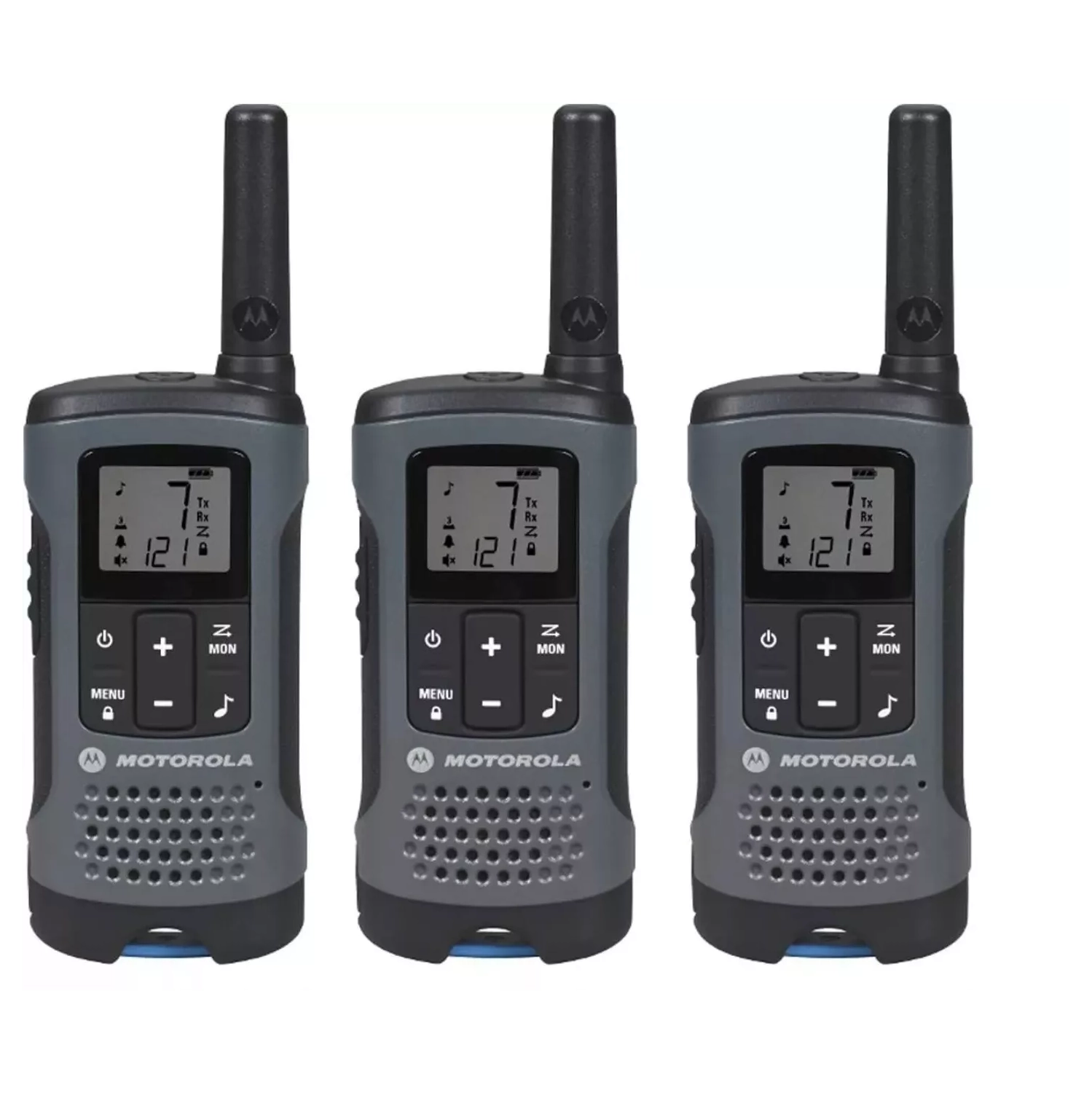 Motorola Solutions, Portable FRS, T200TP, Talkabout, Two-Way Radios, Rechargeable, 22 Channel, 20 Mile, Dark Gray, 3 Pack - Open Box