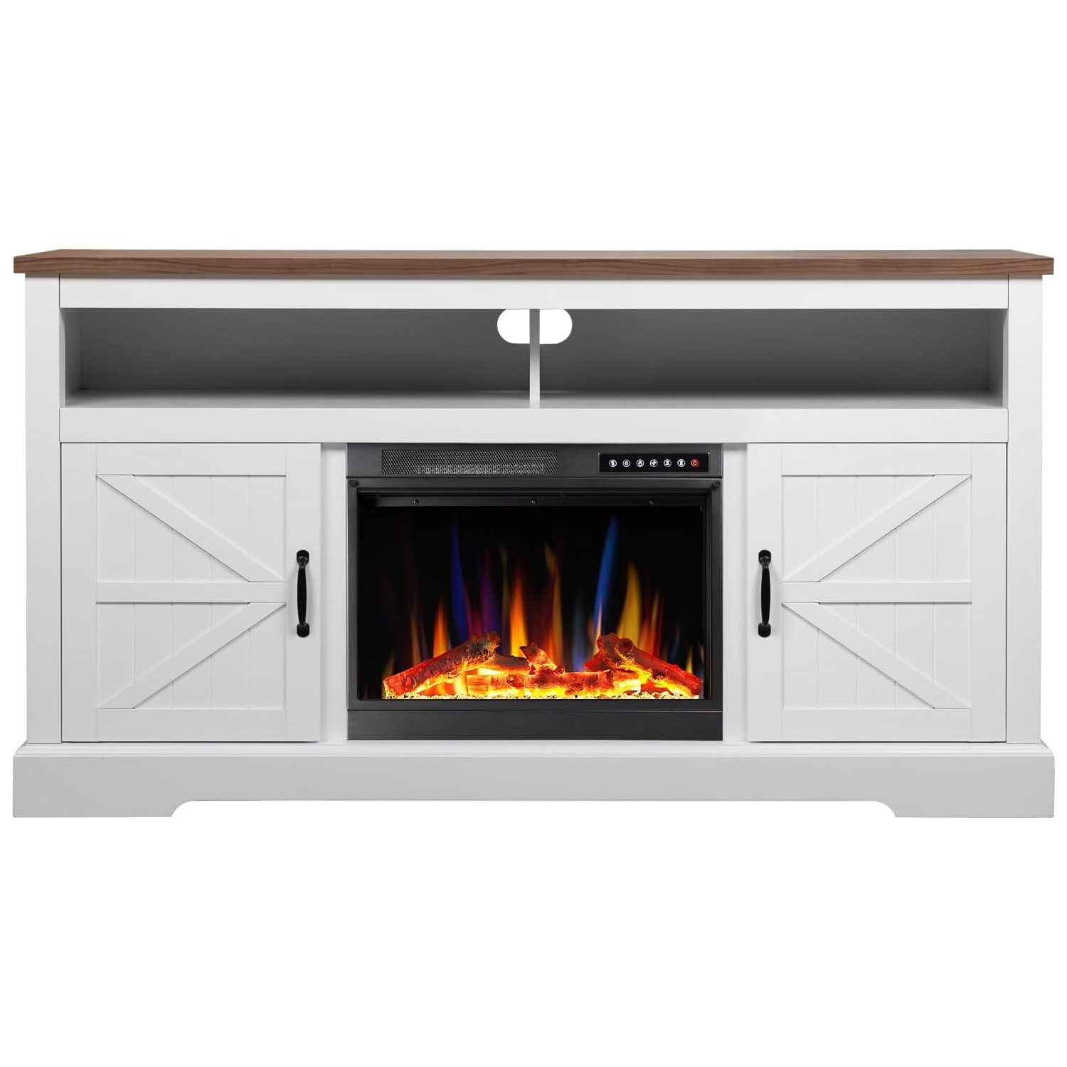 Meuble pour téléviseur avec foyer électrique FLAME de ZAFRO pour téléviseur de 65&nbsp;po ou moins, 4 flammes et 12 couleurs de bûches, console