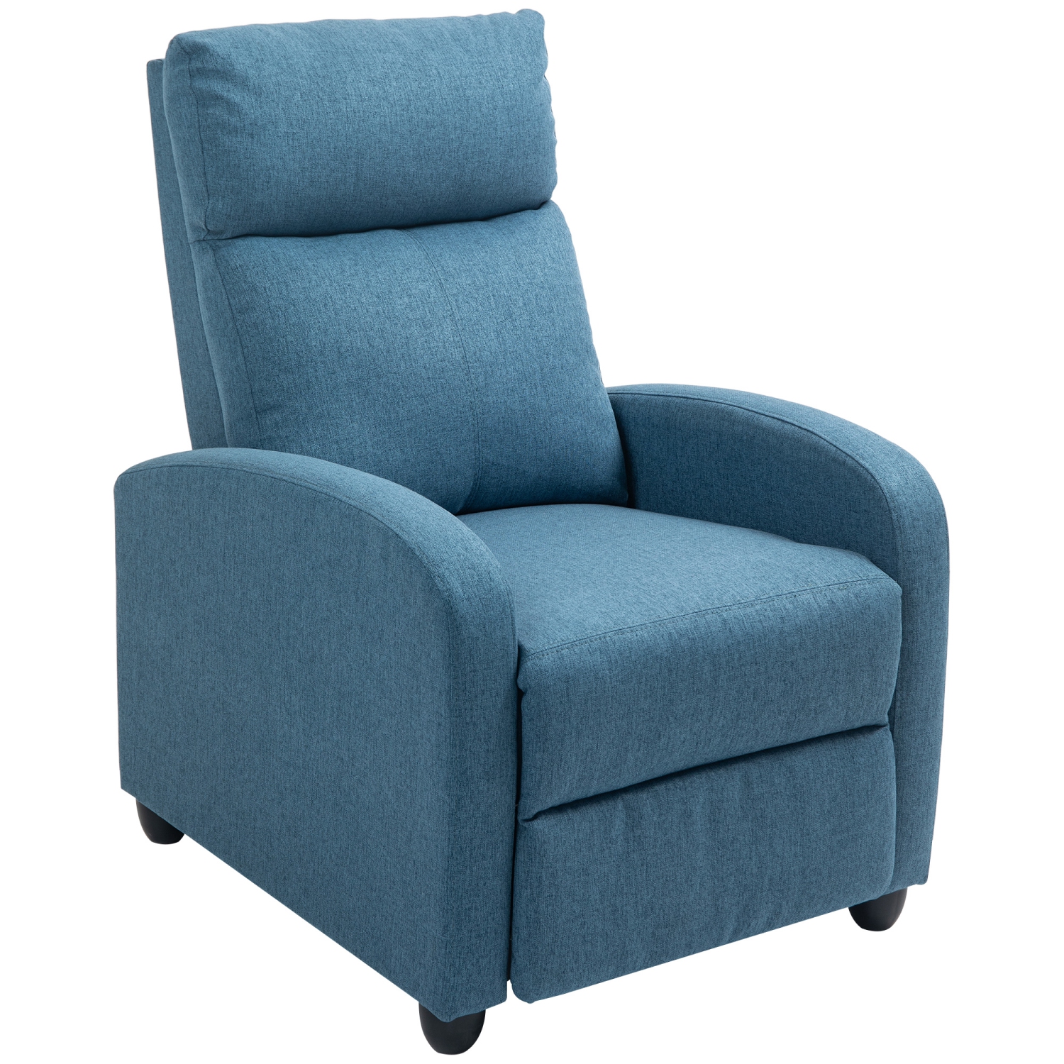 HOMCOM Push Back Recliner Chair, Linen Fabric Home Theater Seating, Single Reclining Sofa Chair with Padded Seat for Living Room, Blue