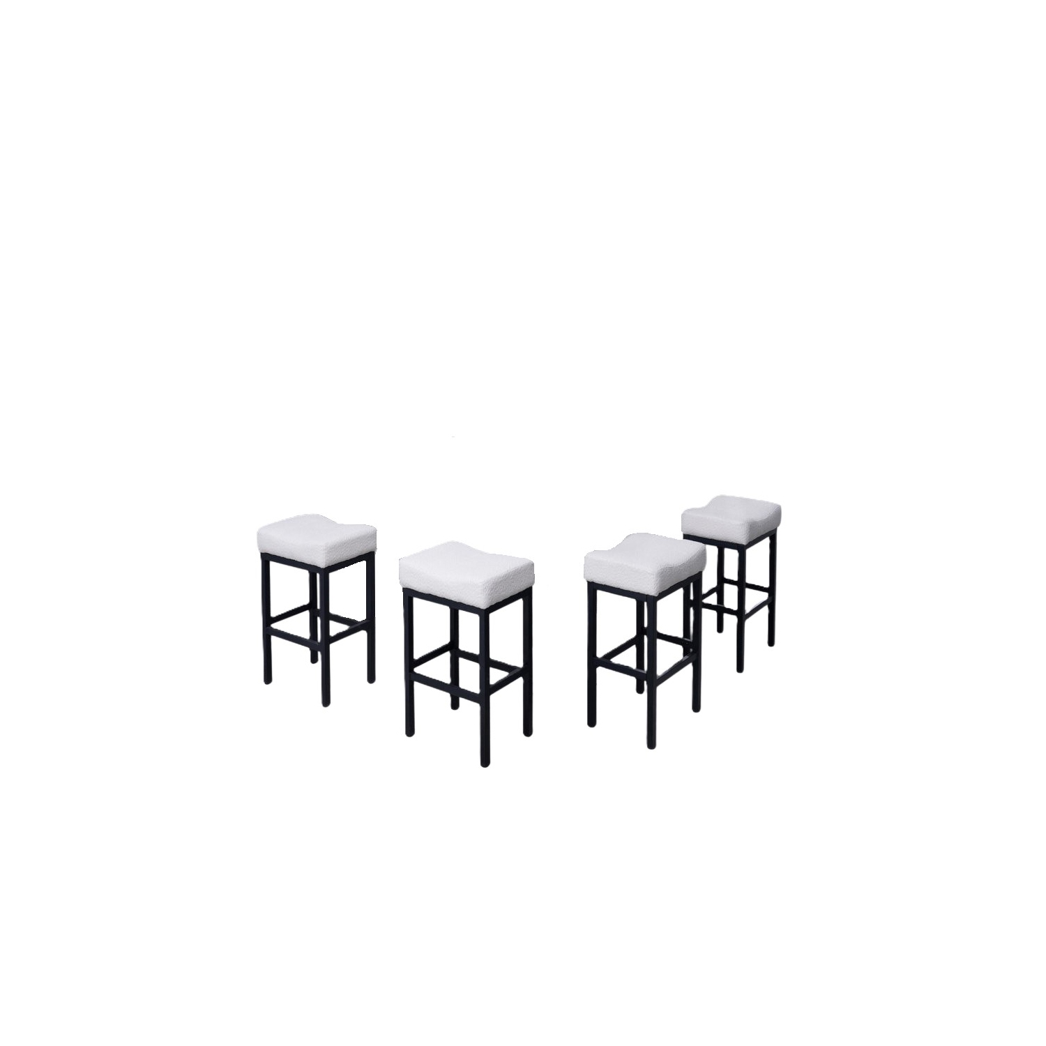 DYHOME White Modern Bar Stools Set of 2, Boucle Counter Stools 27 Inches Seat Height Upholstered Barstools, Comfortable White bar stools with Metal