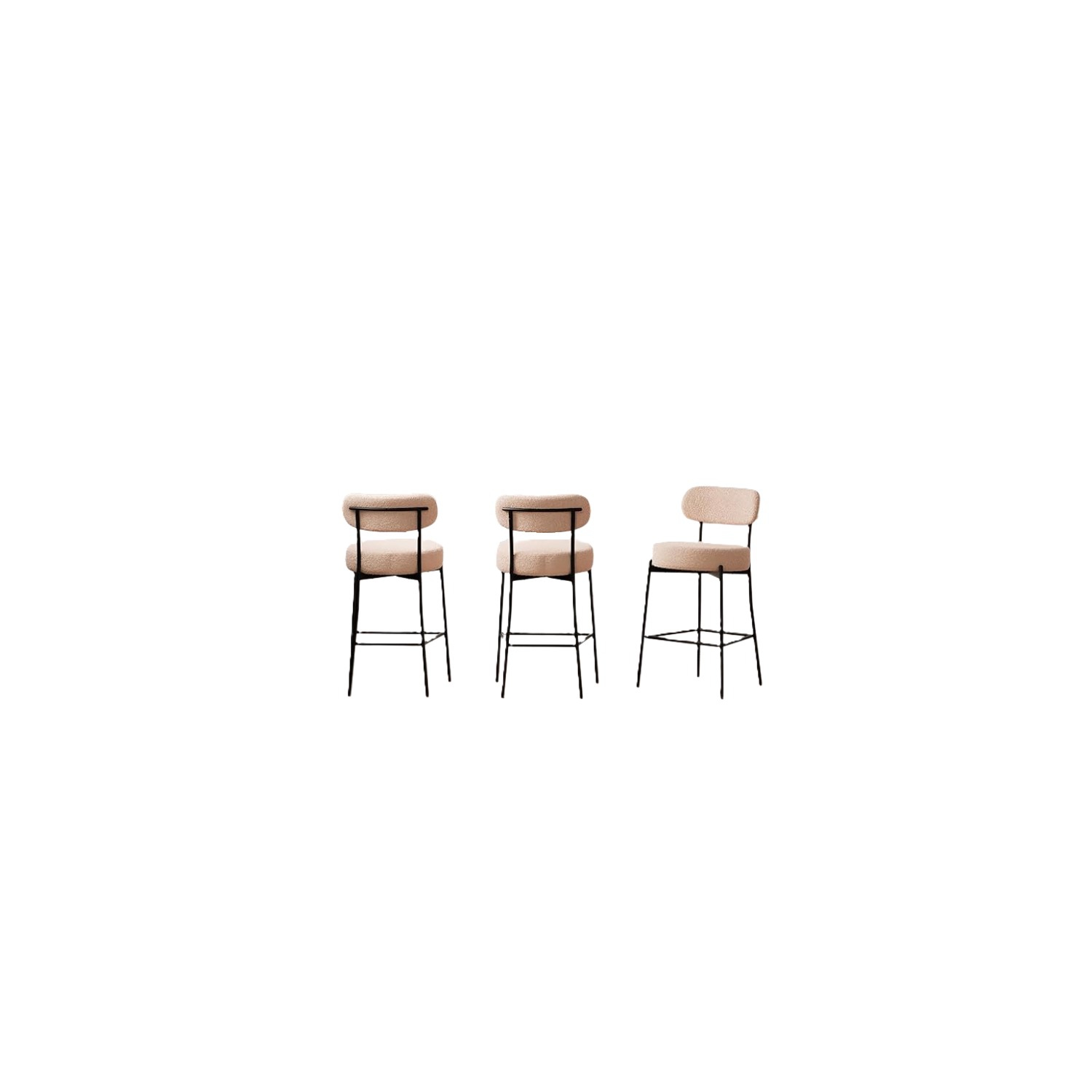 DYHOME Bar Stools Set of 3, 27 Inches Counter Height Kitchen Bar Stools with Back, Modern Metal Tall Bar Stools for Kitchen Island, Light Brown