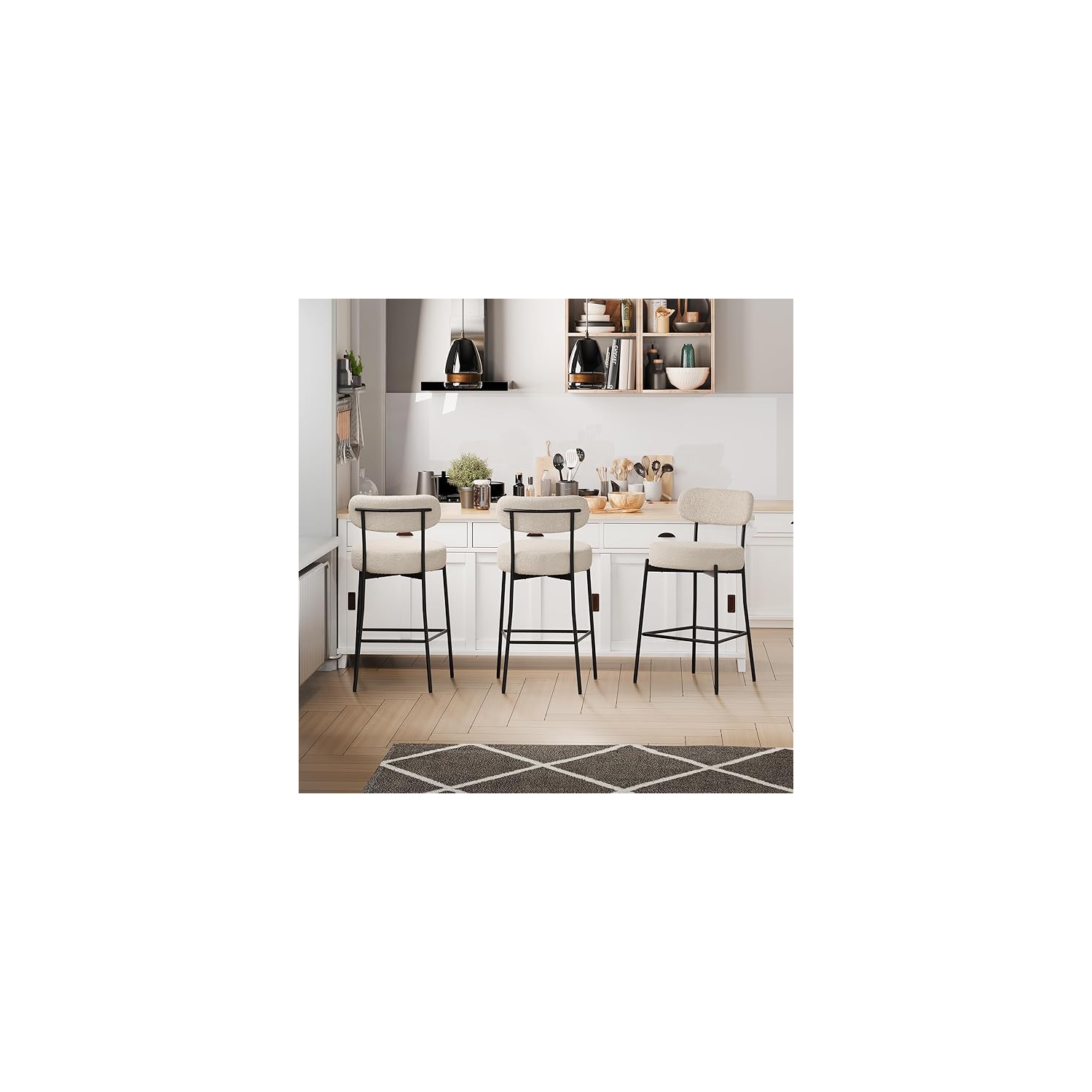 DYHOME Bar Stools Set of 3, 27 Inches Counter Height Kitchen Bar Stools with Back, Modern Metal Tall Bar Stools for Kitchen Island, Grey