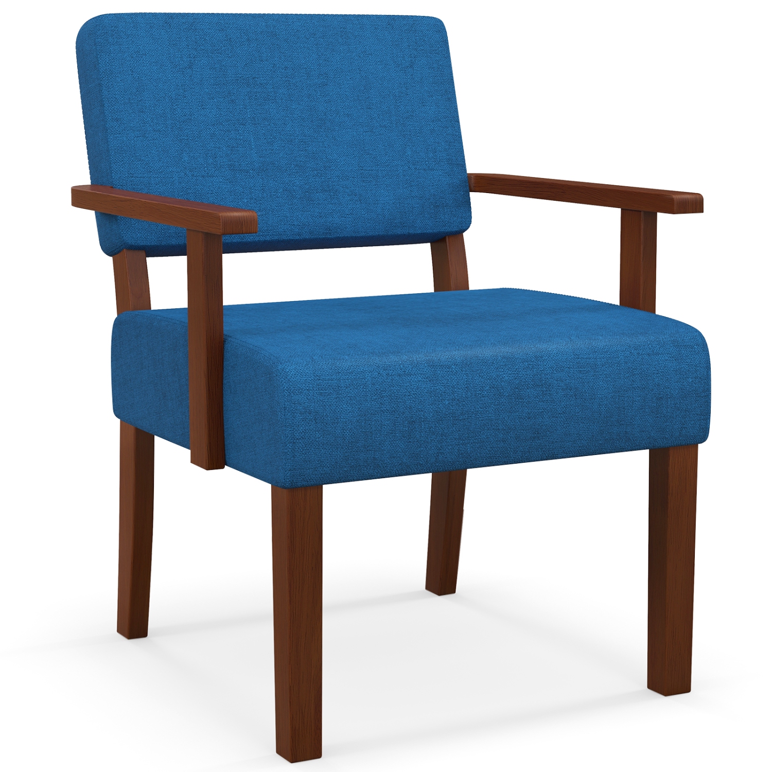 Costway Mid-Century Linen Accent Chair Living Room Chair with Soft Padded Seat & Backrest