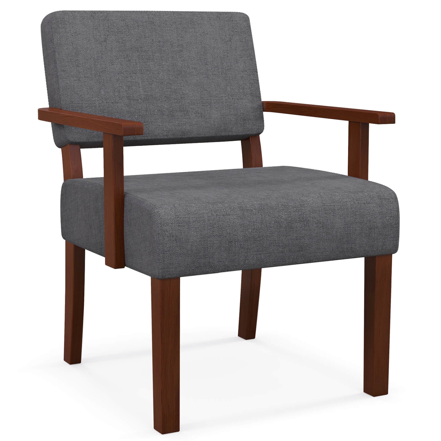 Costway Mid-Century Linen Accent Chair Living Room Chair with Soft Padded Seat & Backrest