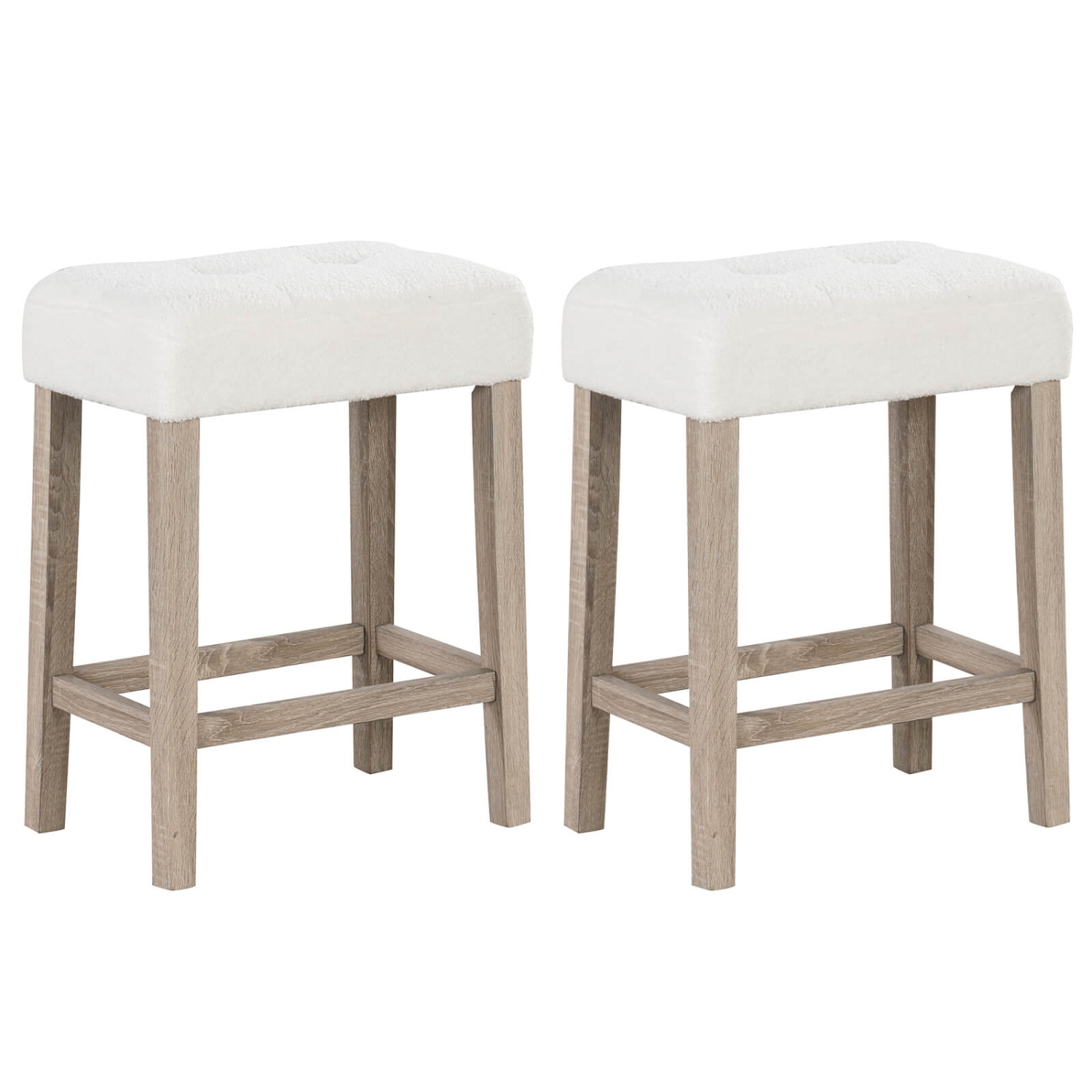 Costway Counter Height Bar Stools Set of 2 with Rubber Wood Legs Footrest Modern for Home