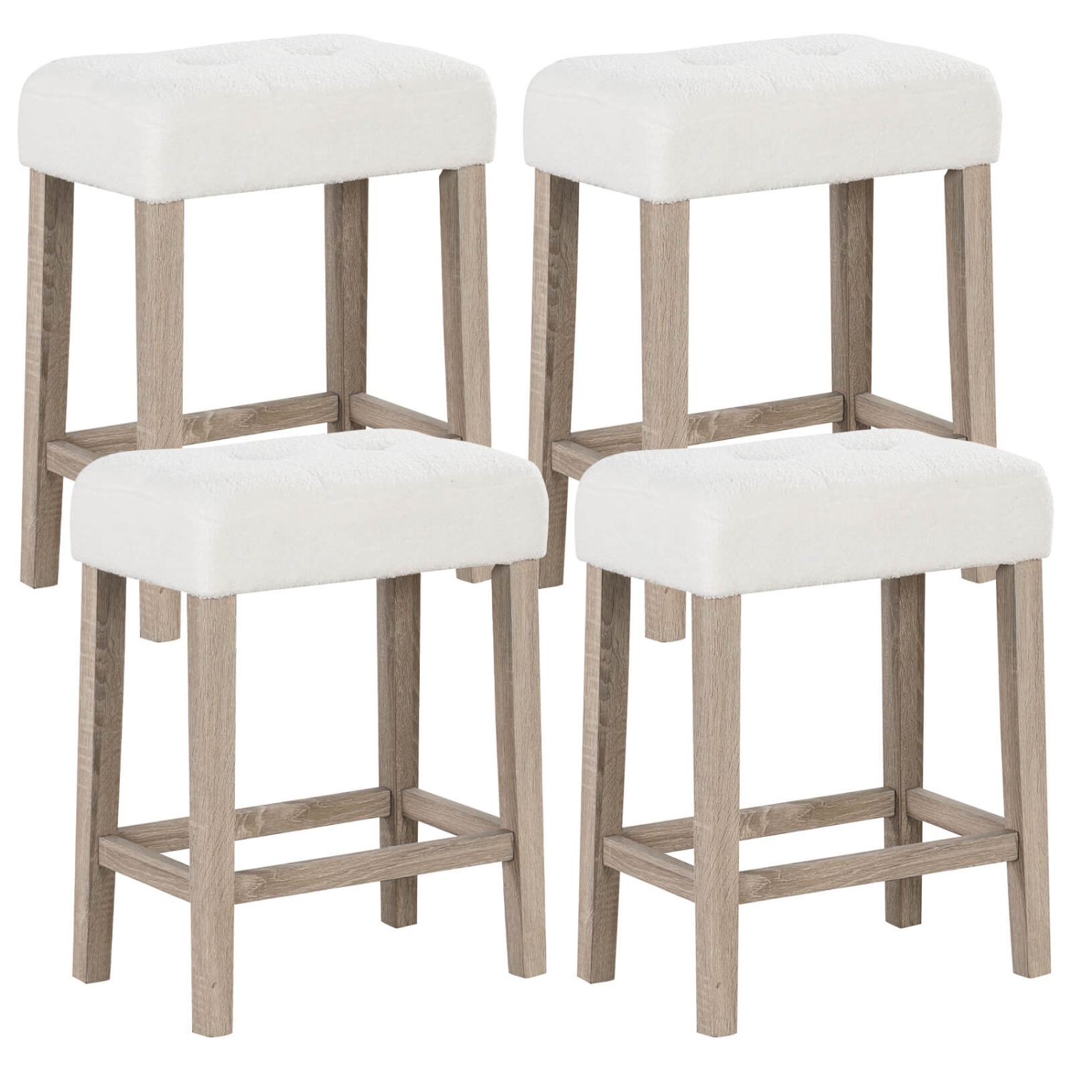 Costway Counter Height Bar Stools Set of 4 with Rubber Wood Legs Footrest Modern for Home