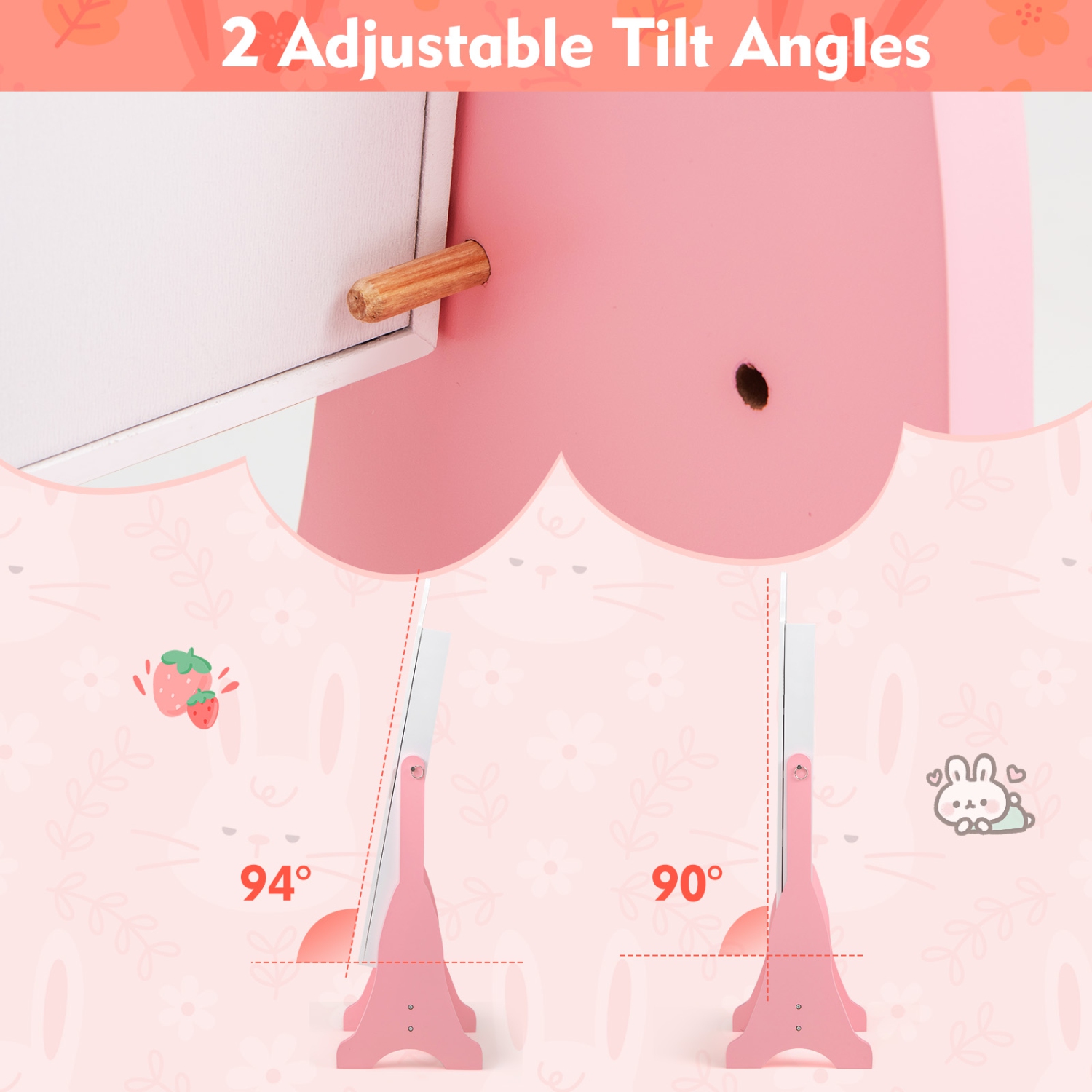 Costway Kids Vanity Set Princess Makeup Dressing Table and Chair Set with Jewelry Armoire