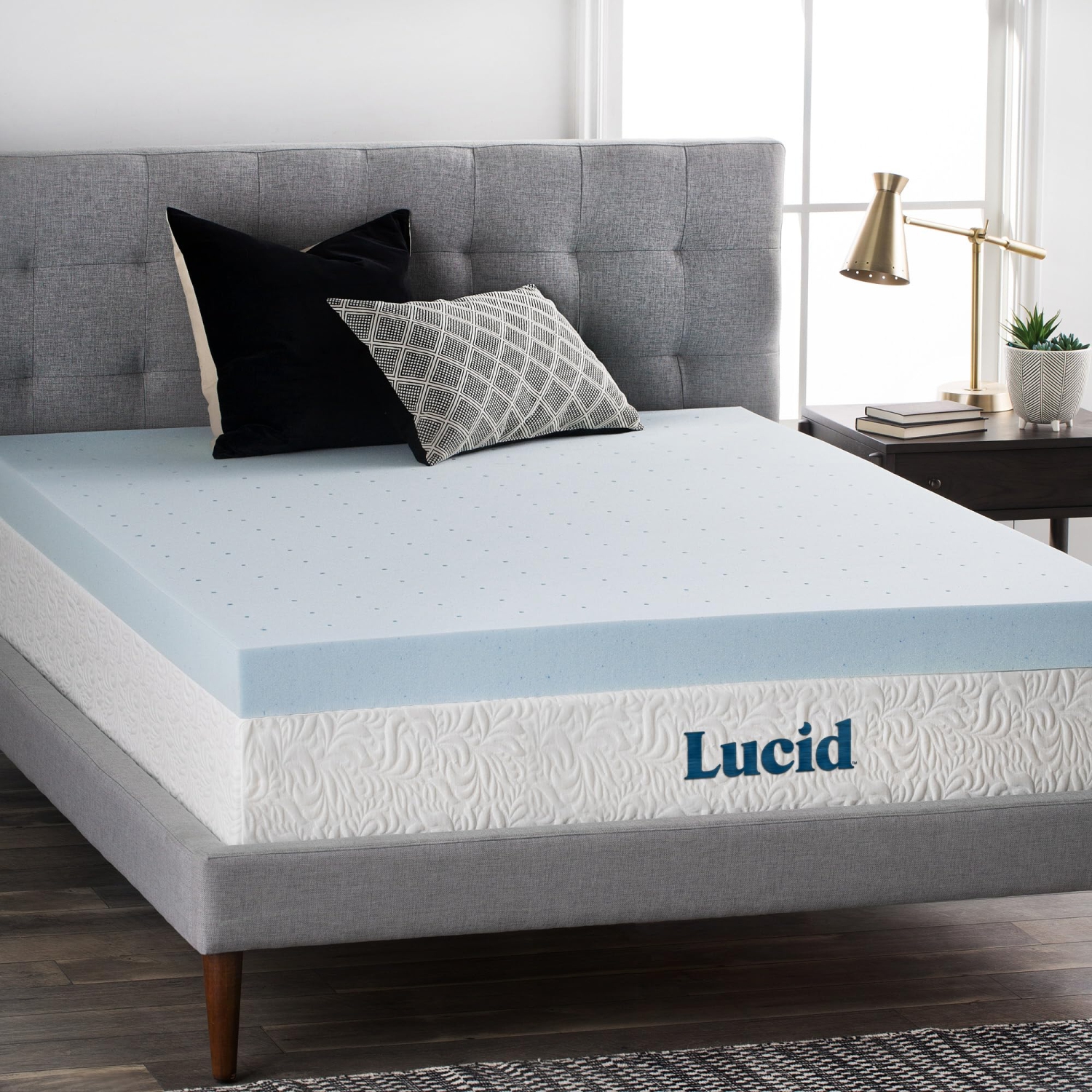 Surmatelas en mousse à mémoire en gel de 4&nbsp;po de LUCID – Design aéré – Ultra moelleux – Lit double