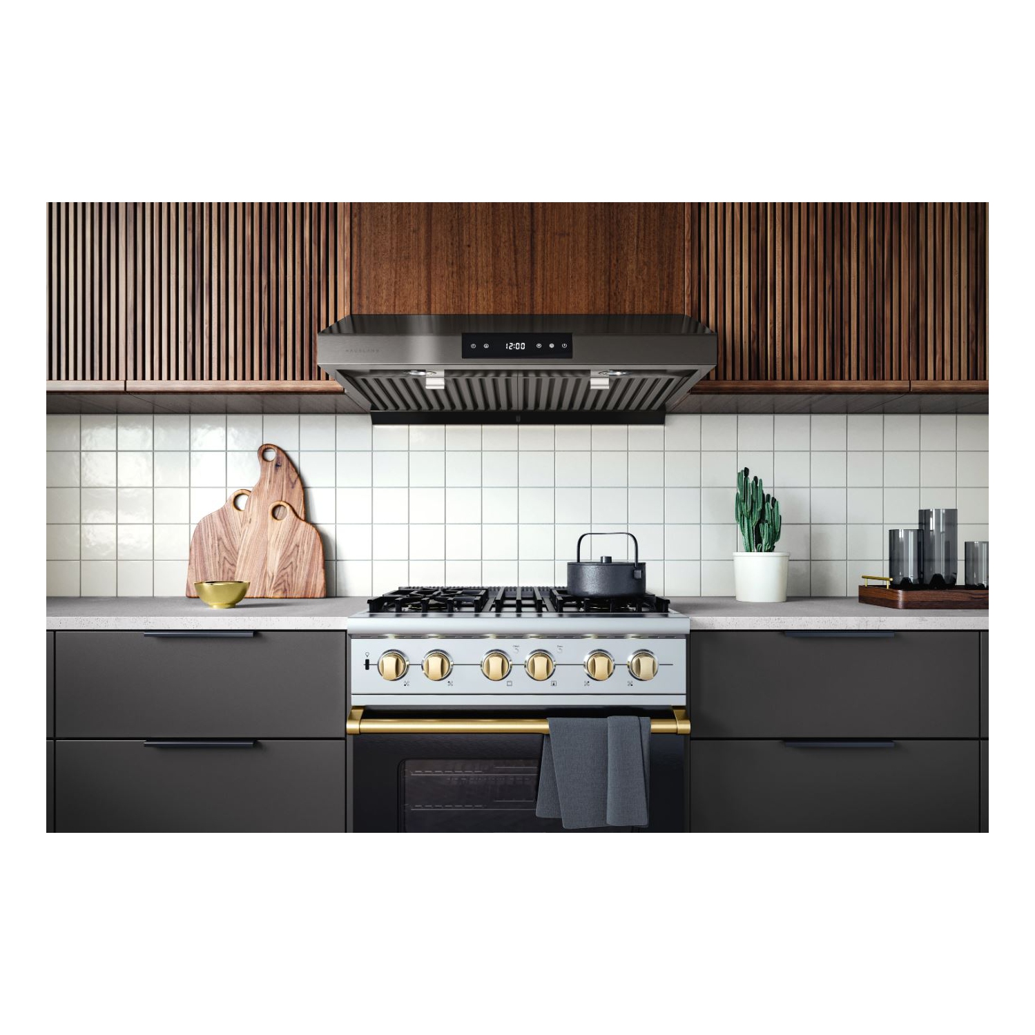 Hauslane&nbsp;| Hotte de dessous d'armoire de 36&nbsp;po en acier inoxydable noir Chef -UC-PS18BSS-36