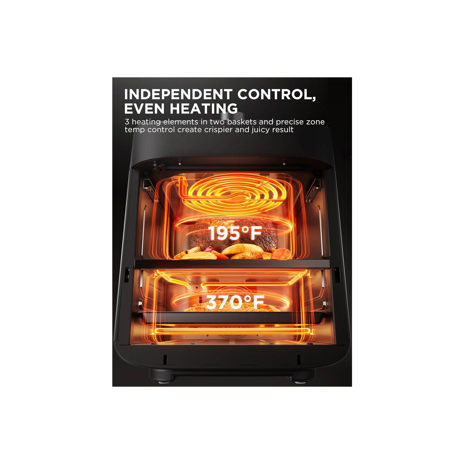 Refurbished Excellent- Midea Dual Basket Air Fryer Oven 11 Quart 8 in 1 Functions