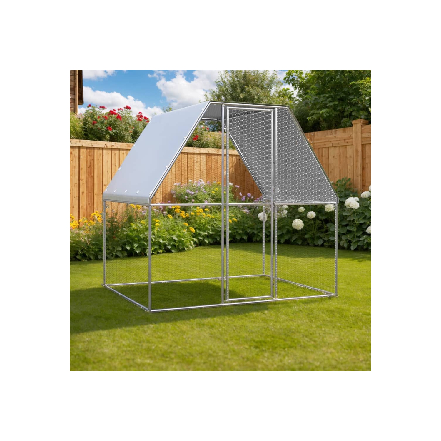 vidaXL Chicken Cage Silver and Grey 2x2x2 m Galvanised Steel