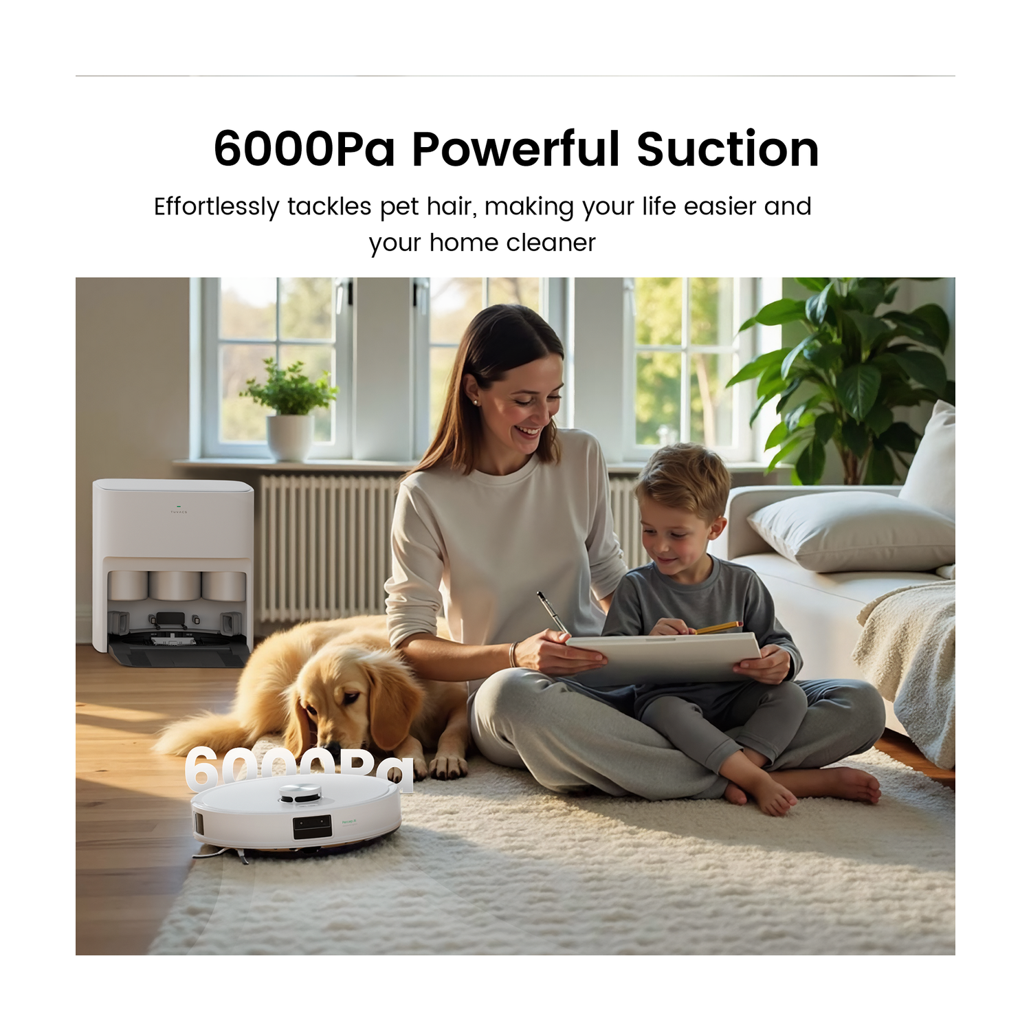 TUVACS Q10 Smart Robot Vacuum - Automatic Cleaning Self-Washing Station, Powerful 180 RPM Vacuum & Mop, AI Obstacle Avoidance, Long-Lasting Cleaning,