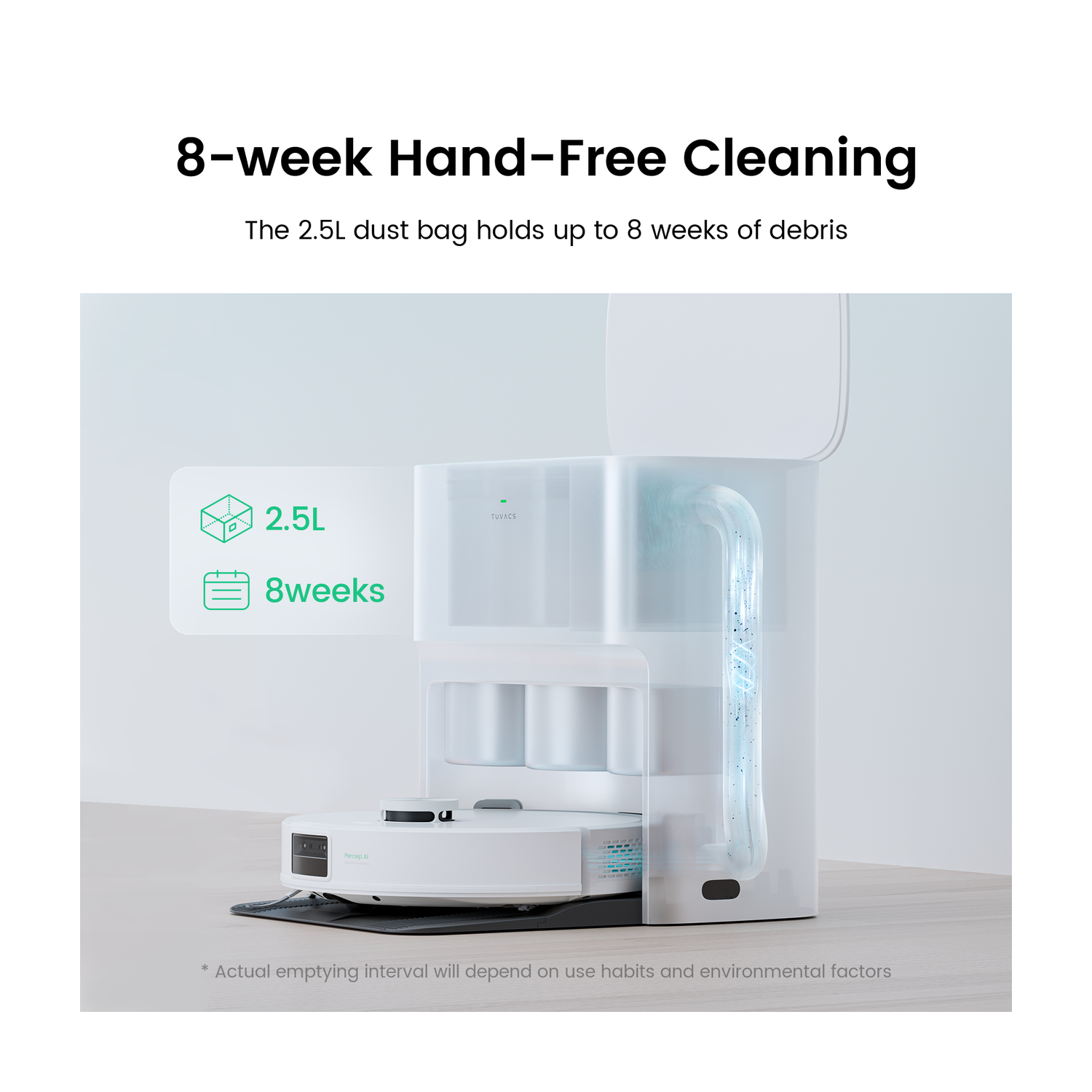 TUVACS Q10 Smart Robot Vacuum - Automatic Cleaning Self-Washing Station, Powerful 180 RPM Vacuum & Mop, AI Obstacle Avoidance, Long-Lasting Cleaning,