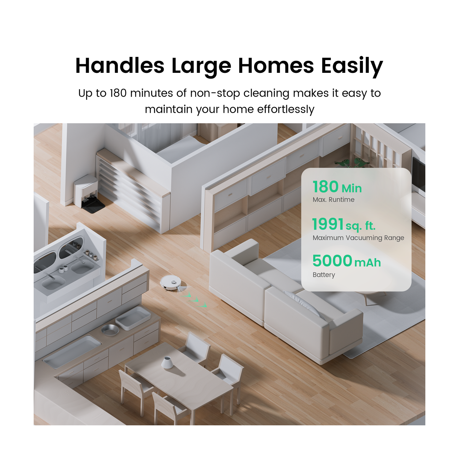 TUVACS Q10 Smart Robot Vacuum - Automatic Cleaning Self-Washing Station, Powerful 180 RPM Vacuum & Mop, AI Obstacle Avoidance, Long-Lasting Cleaning,