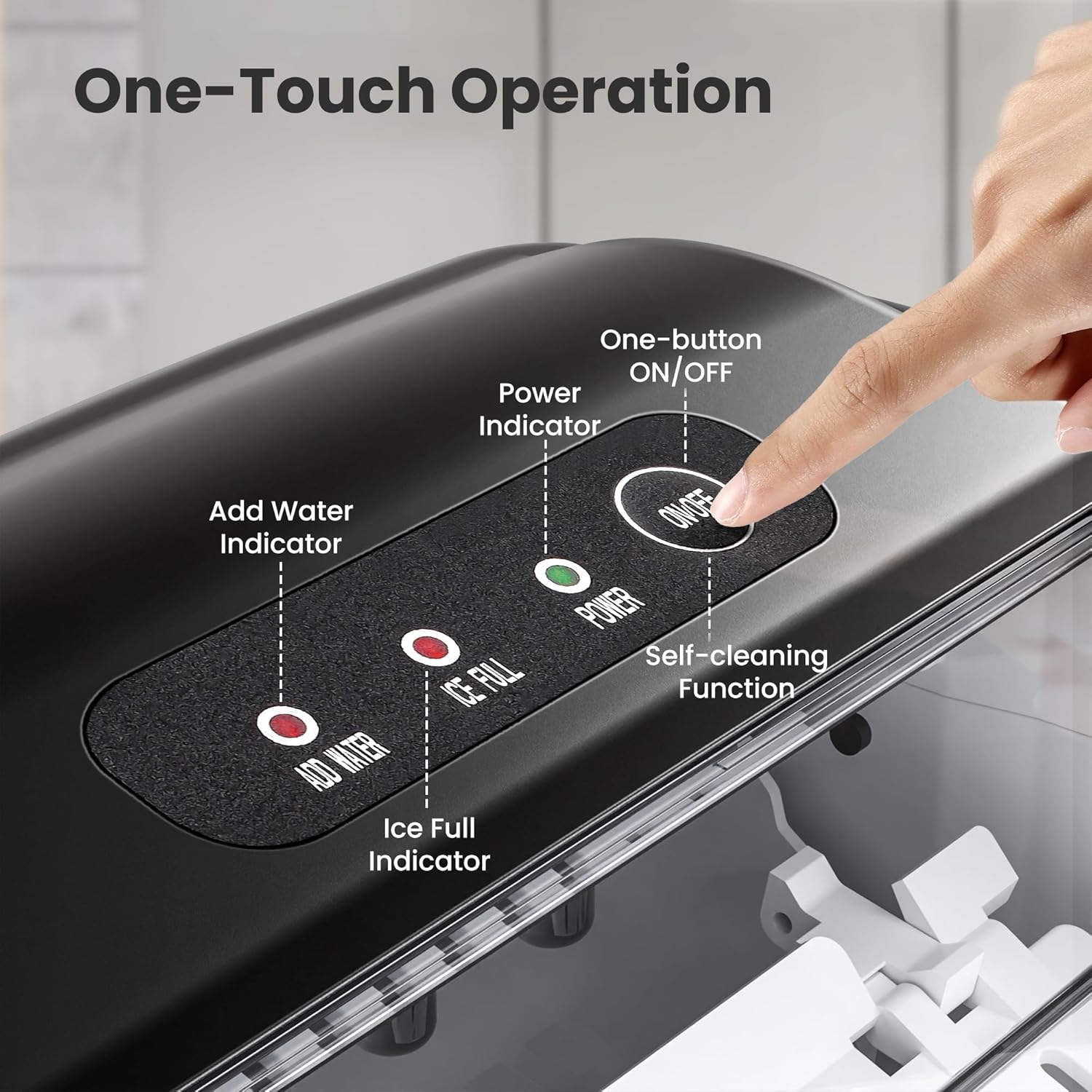 ZAFRO Portable Countertop Ice Maker Machine with Handle, 6Mins/9 Pcs ice Cubes, 26Lbs/24H, Self-Cleaning Function with Ice Scoop and Basket for