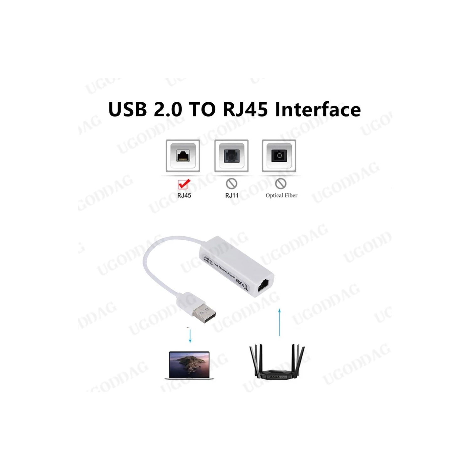 Carte réseau USB 2,0 USB à RJ45 10/100&nbsp;Mo/s USB vers Ethernet RJ45 Carte réseau pour PC portable Windows 7 8 10 11