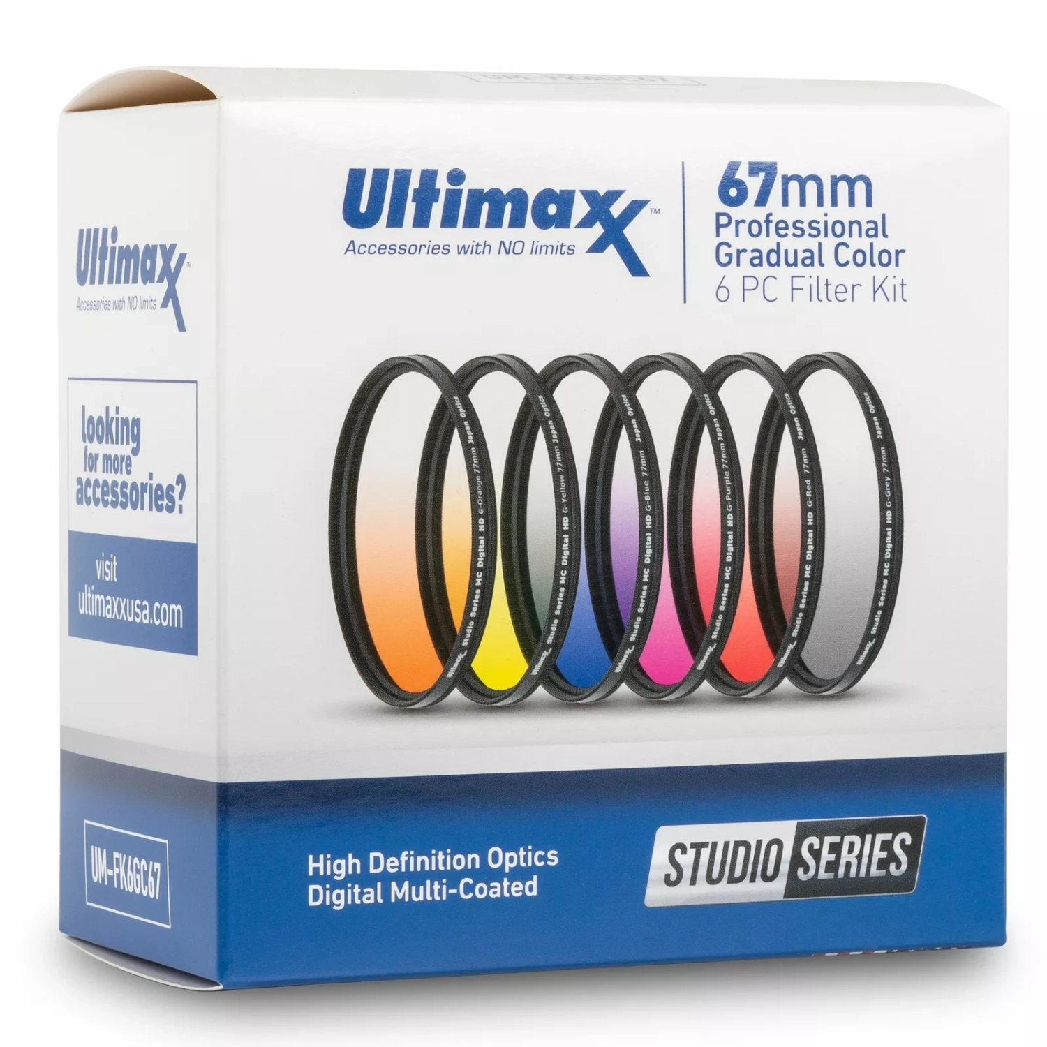 67&nbsp;mm – Ensemble de filtres multicolores gradués de 6 pièces avec pochette pour appareil photo reflex numérique