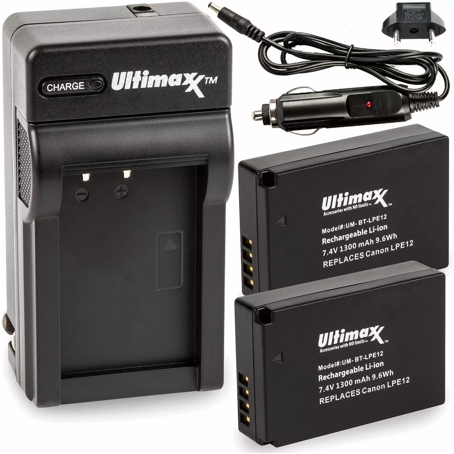 2x LP-E12 Batteries & Charger for Canon SX70, EOS SL1, M200, M10, M50, M100