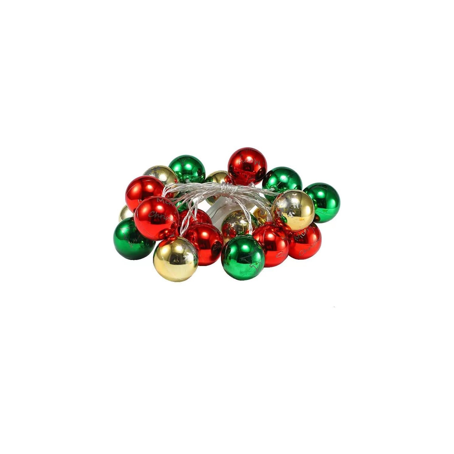 Guirlande de lumières de Noël, 10 pi 20 lumières de Noël à piles, boules de Noël pour décoration de fête de Noël