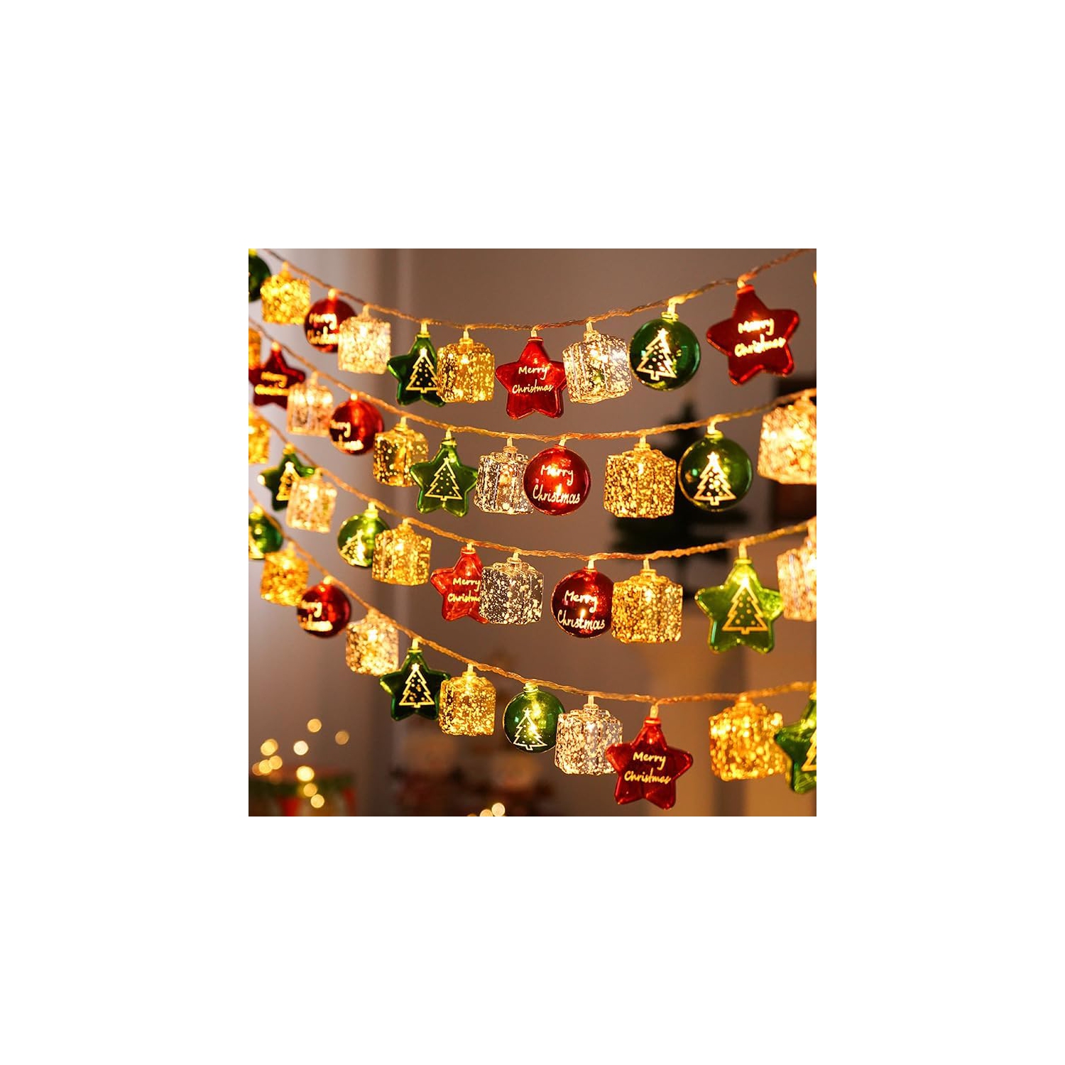 Star String Lights 19 FT 40 Led Lights, Christmas Tree Decor, Fairy Lights Battery/USB Operated Waterproof Indoor Outdoor Twinkle Christmas Lights