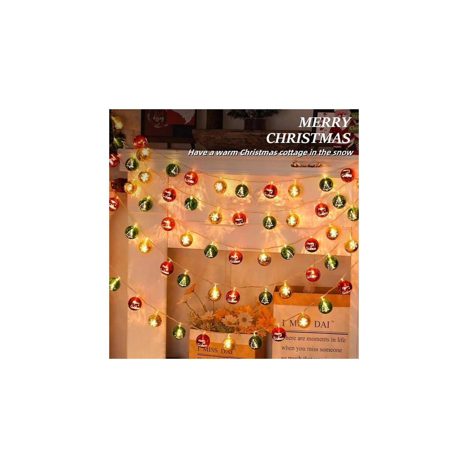 Star String Lights 19 FT 40 Led Lights, Christmas Tree Decor, Fairy Lights Battery/USB Operated Waterproof Indoor Outdoor Twinkle Christmas Lights