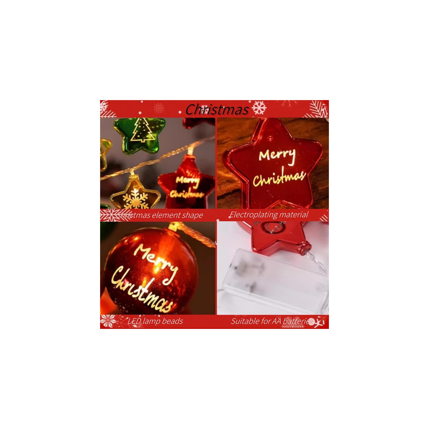 Star String Lights 19 FT 40 Led Lights, Christmas Tree Decor, Fairy Lights Battery/USB Operated Waterproof Indoor Outdoor Twinkle Christmas Lights