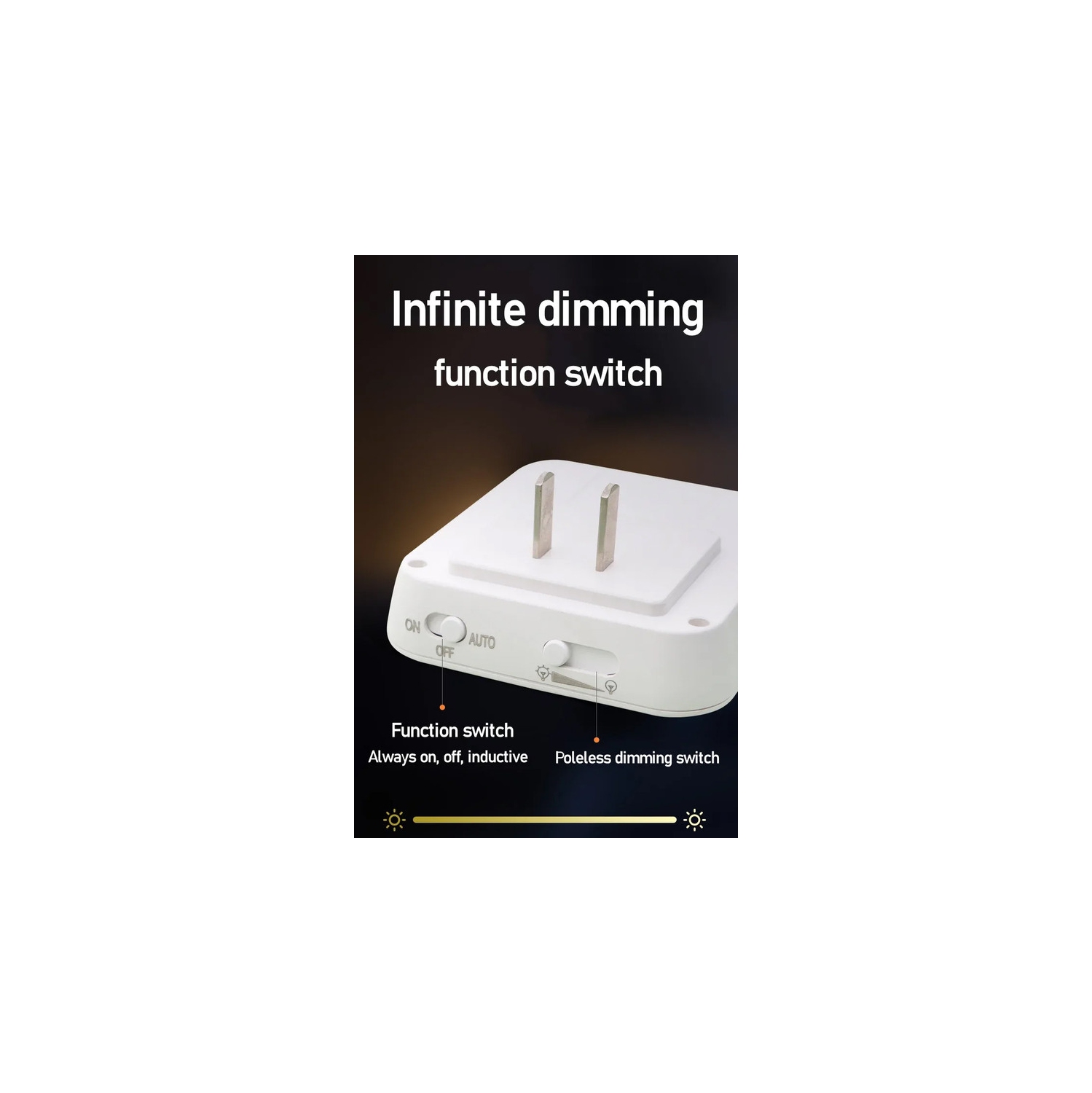 Détecteur de mouvement Lumières de nuit DEL Prise US Lampe d'armoire à intensité réglable pour chambre à coucher de bébé Corridor Éclairage de nuit