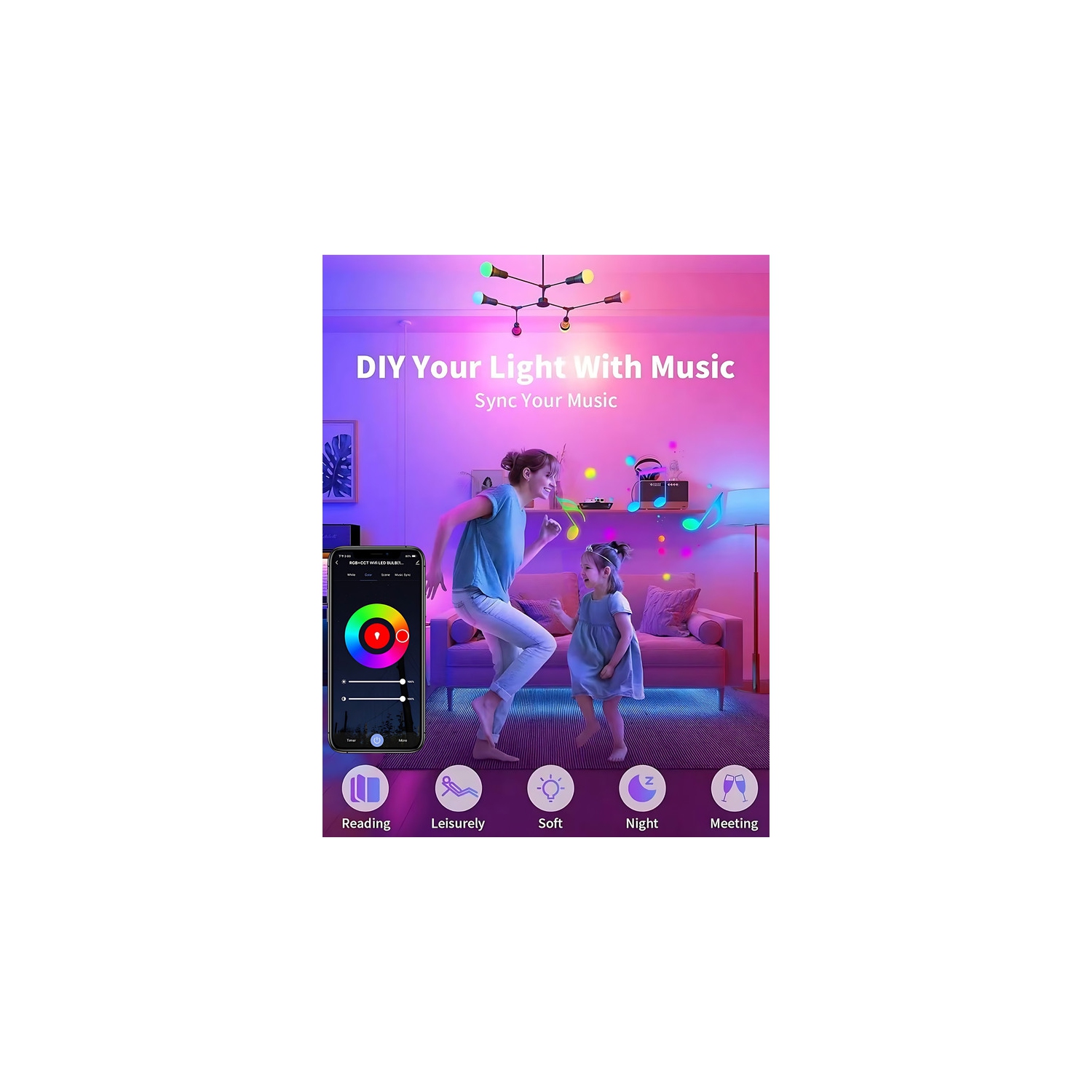 Bluetooth Remote Control LED Night Light Bulb E27 RGB 220V 15W Dimmable LED Lamp For Bedroom Decor Work With Tuya Smart Life APP