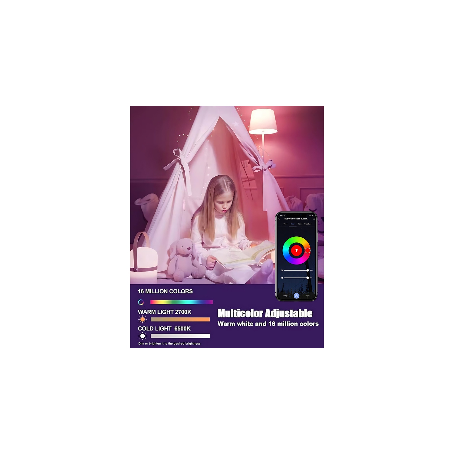 Bluetooth Remote Control LED Night Light Bulb E27 RGB 220V 15W Dimmable LED Lamp For Bedroom Decor Work With Tuya Smart Life APP