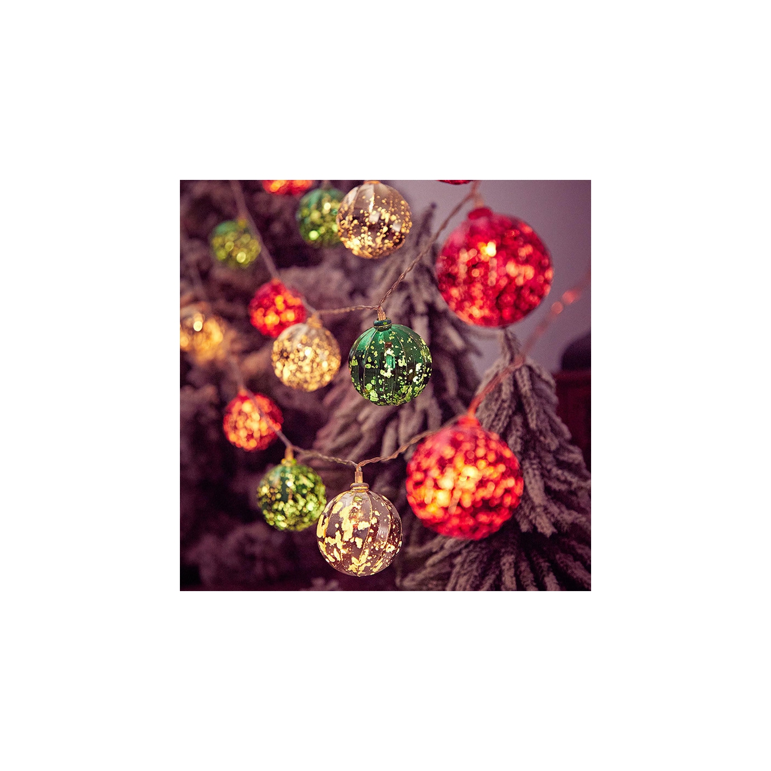 Jeu de lumières à DEL de 10 pi, boules de Noël décoratives, lumières de décoration pour arbre de Noël, lumières pentagramme en forme de flocons de