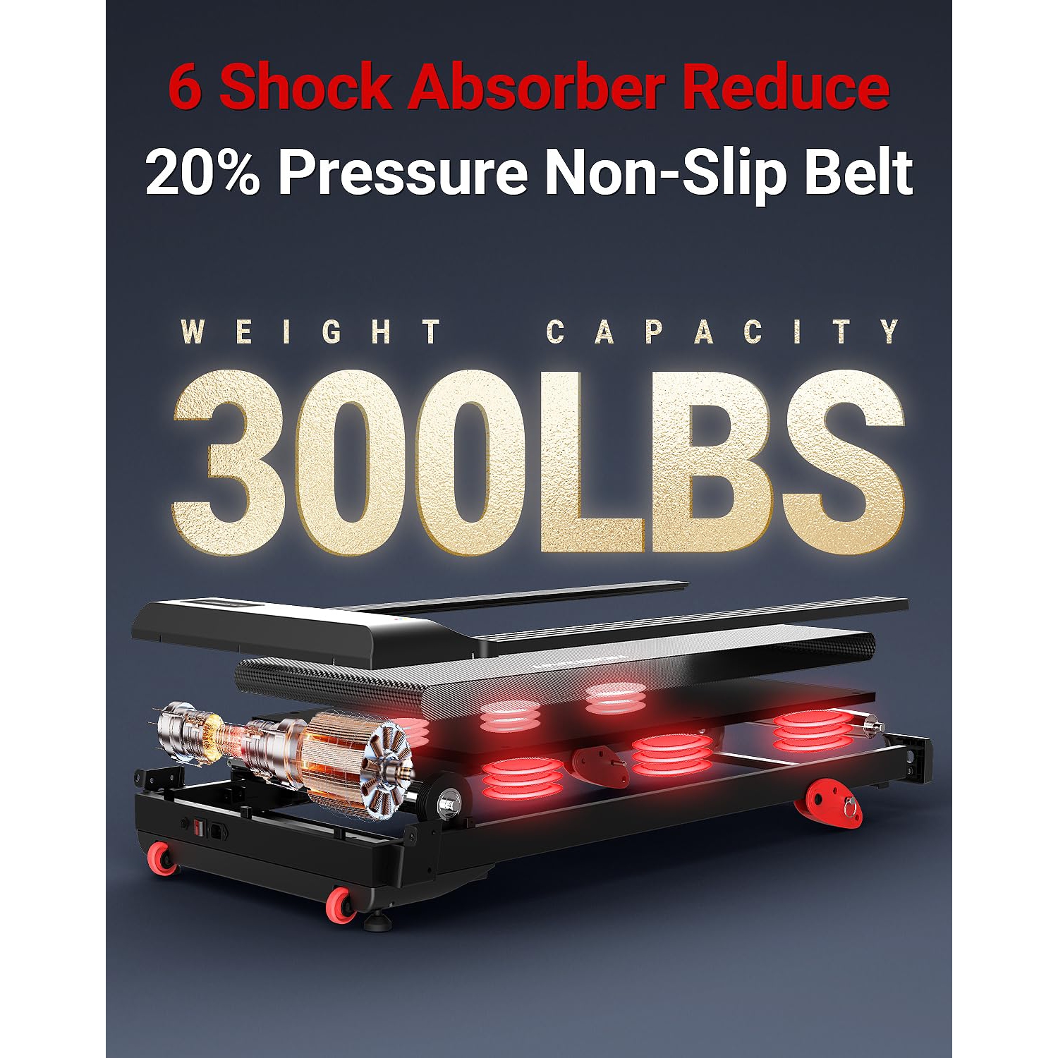 HARISON Treadmill for Home with Incline, 3.0HP Running Machine with 300 lbs Weight Capacity, 17.72" Wide Tread Belt, Bluetooth Speaker