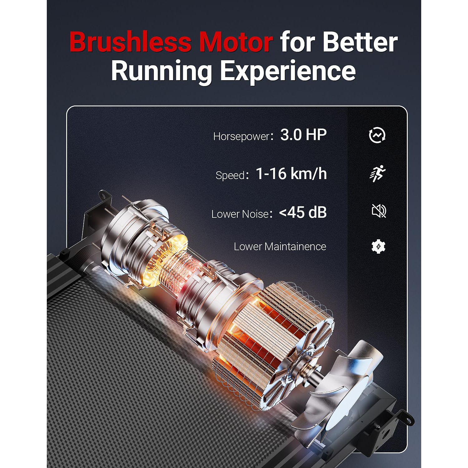 HARISON Treadmill for Home with Incline, 3.0HP Running Machine with 300 lbs Weight Capacity, 17.72" Wide Tread Belt, Bluetooth Speaker