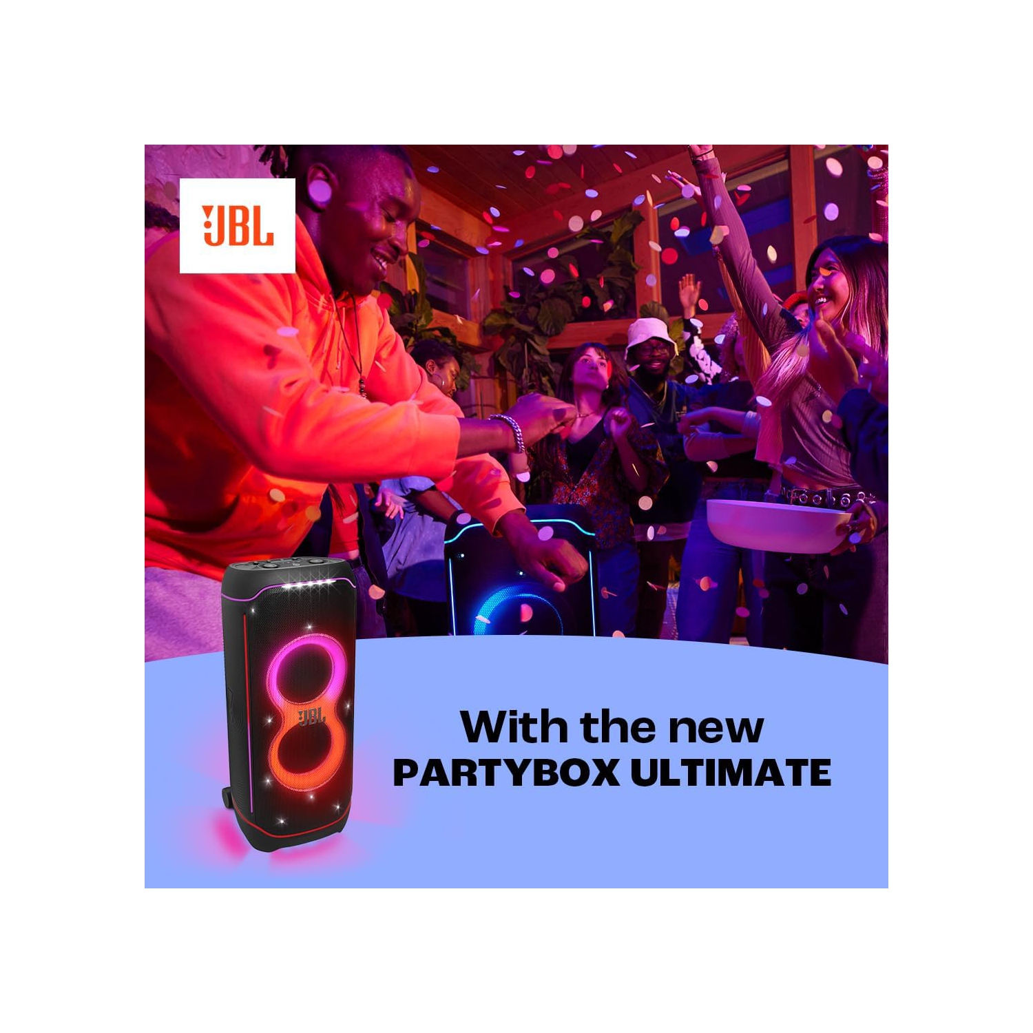 PartyBox Ultimate de JBL - Haut-parleur de fête massif avec son puissant, jeu de lumière multidimensionnel, résistance aux éclaboussures - Noir - BO