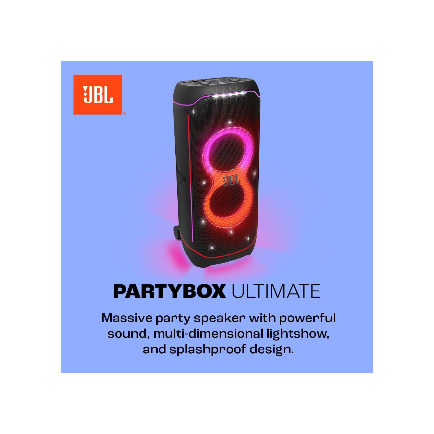 PartyBox Ultimate de JBL - Haut-parleur de fête massif avec son puissant, jeu de lumière multidimensionnel, résistance aux éclaboussures - Noir - BO