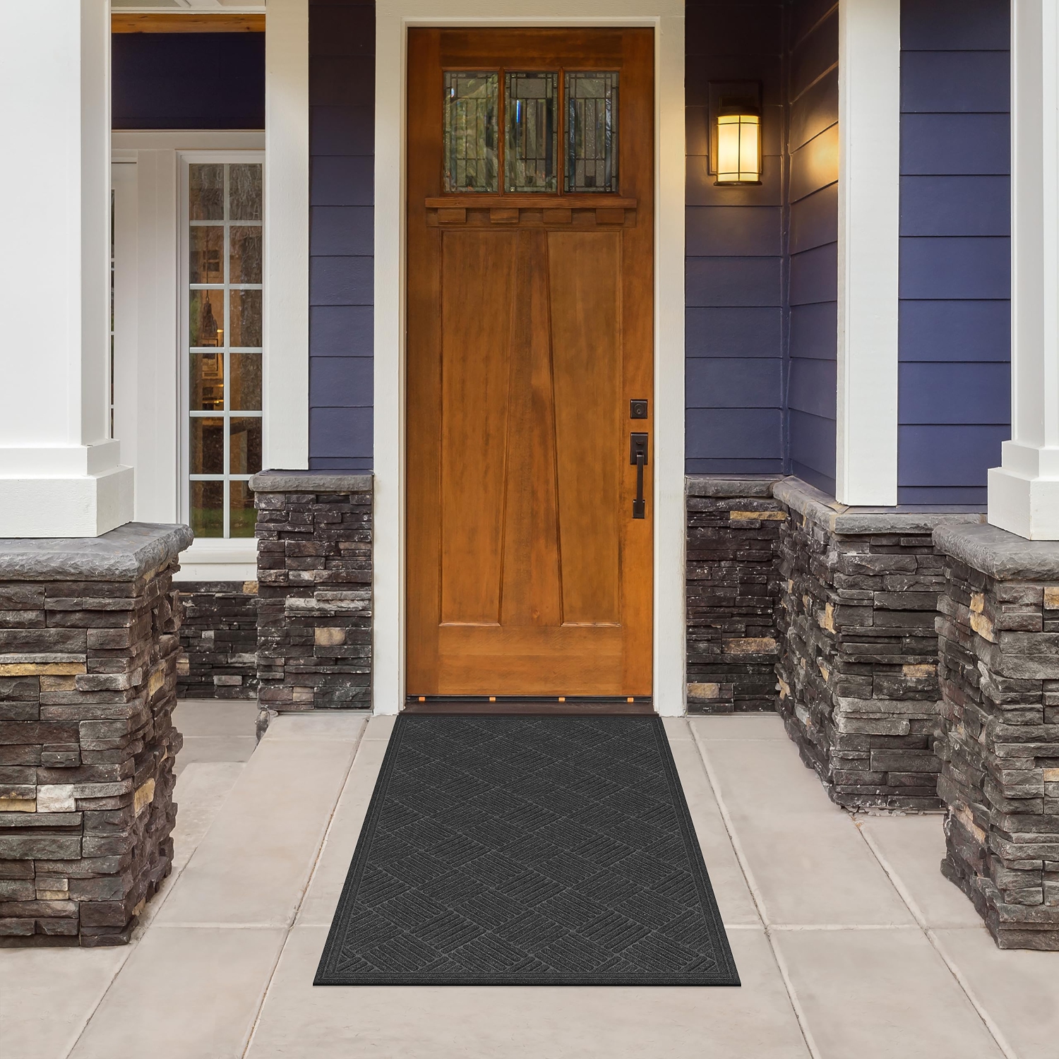 Apache Mills – Tapis d'entrée Textures Crosshatch, 3 x 5 pi, anthracite