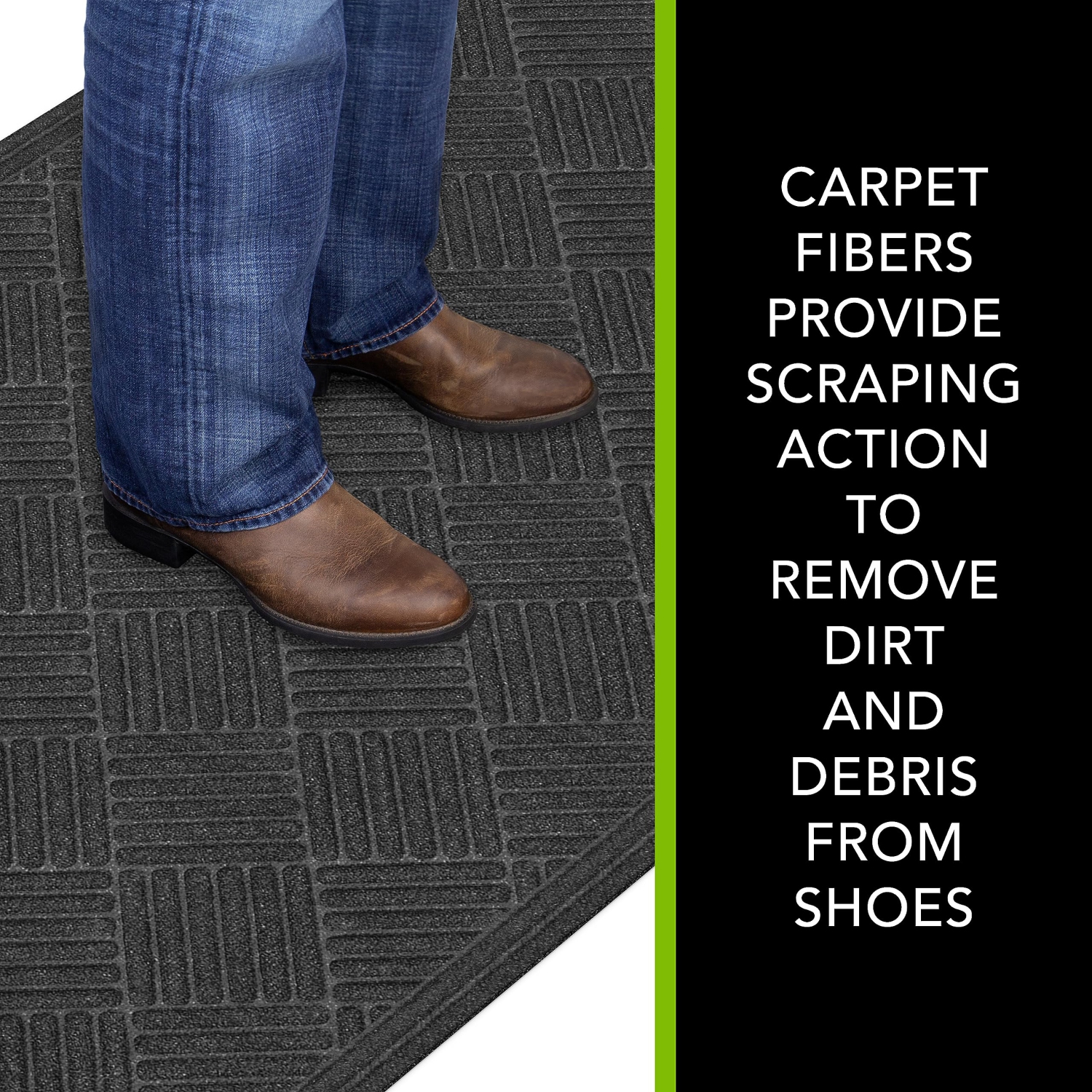 Apache Mills – Tapis d'entrée Textures Crosshatch, 3 x 5 pi, anthracite